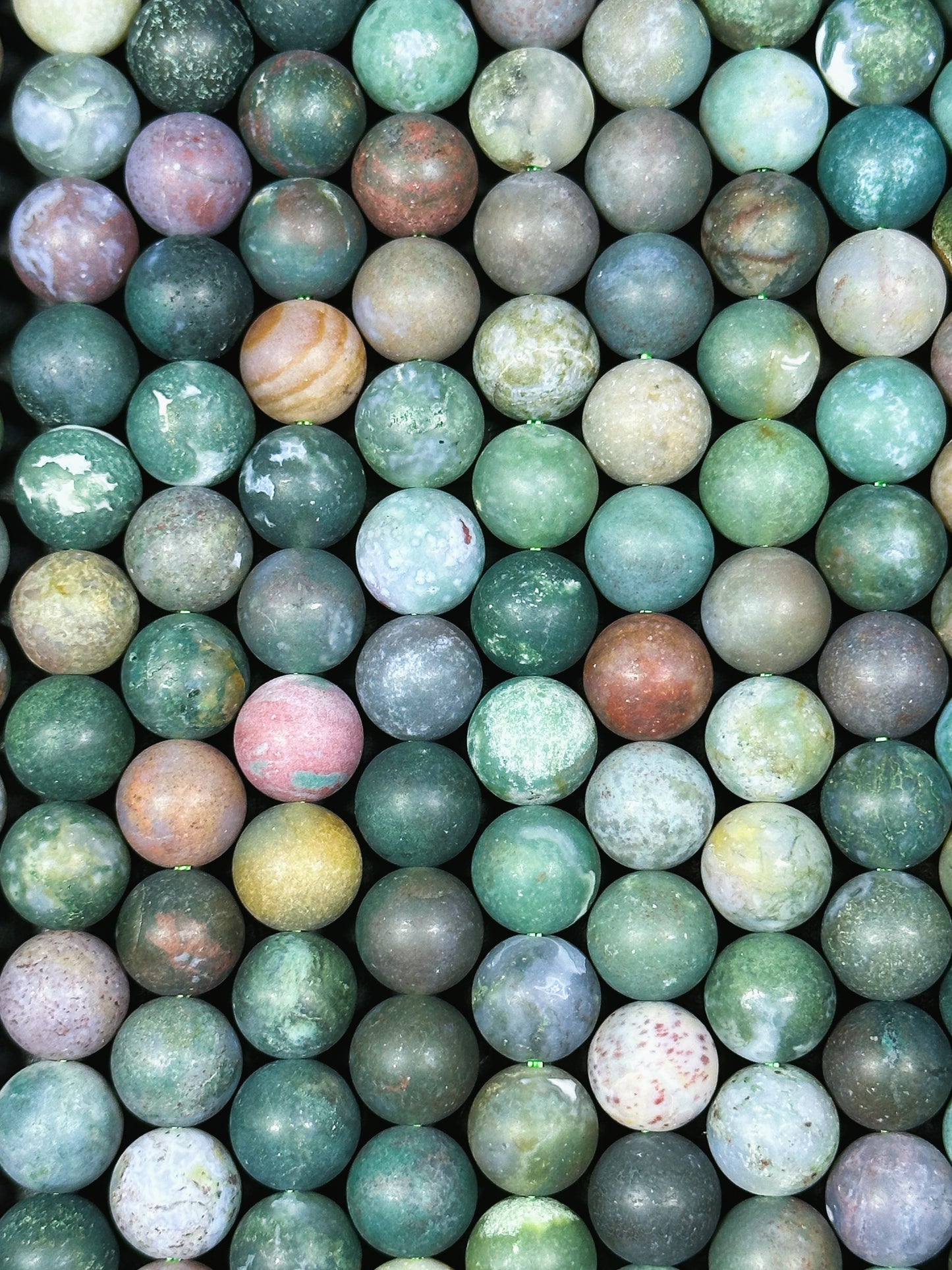 Natural Matte Indian Agate Gemstone Bead 4mm 6mm 8mm 10mm 12mm Round Bead, Beautiful Matte Green Colors Indian Agate Gemstone Beads 15.5"