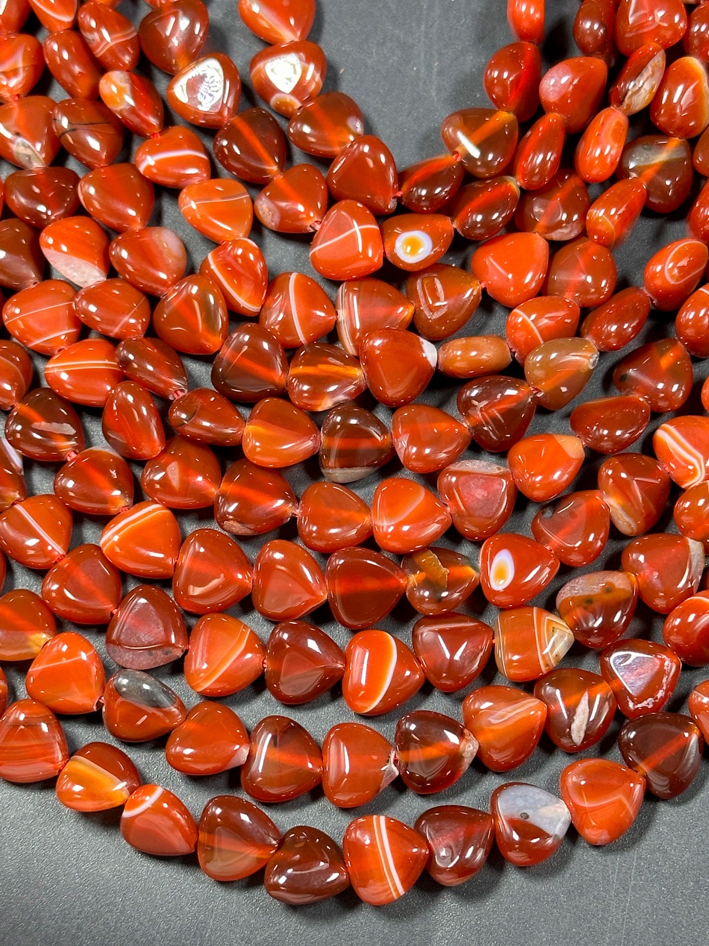 NATURAL Botswana Gemstone Bead 10mm Heart Shape Bead, Beautiful Red Orange Color Botswana Agate Gemstone Bead, Great Quality 15.5" Strand