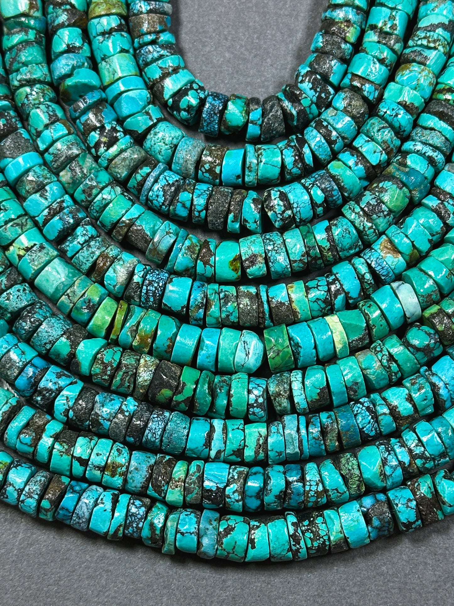 Genuine Natural Turquoise Gemstone Bead 8-9mm Rondelle Shape Bead, 100% Natural Blue Turquoise Gemstone Bead Excellent Quality Full Strand 15.5"
