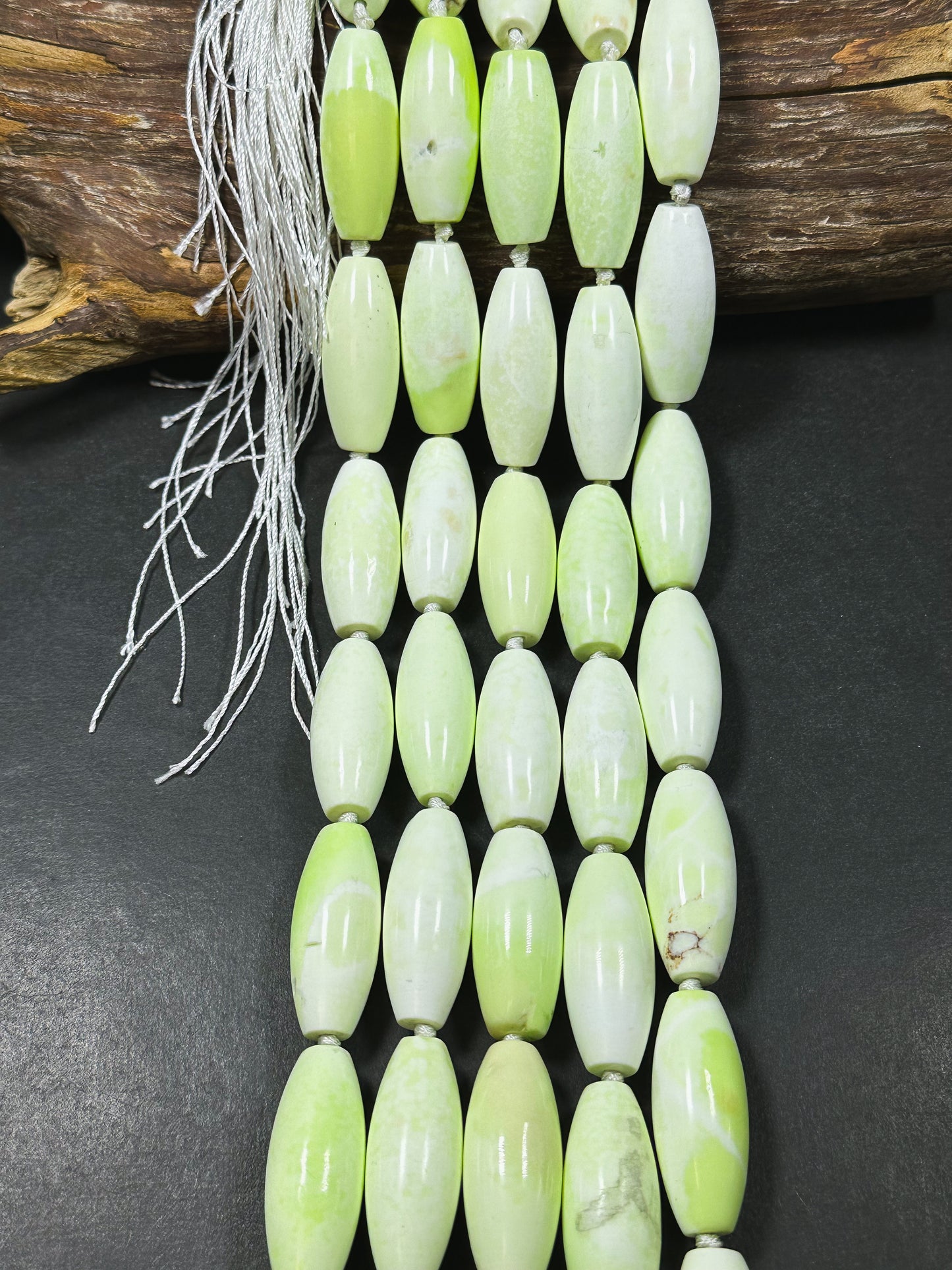 Natural Gaspeite Turquoise Gemstone Bead 39x16mm Barrel Shape Bead, Beautiful Lemon Green Color Gaspeite Turquoise Stone Bead 15.5" Strand