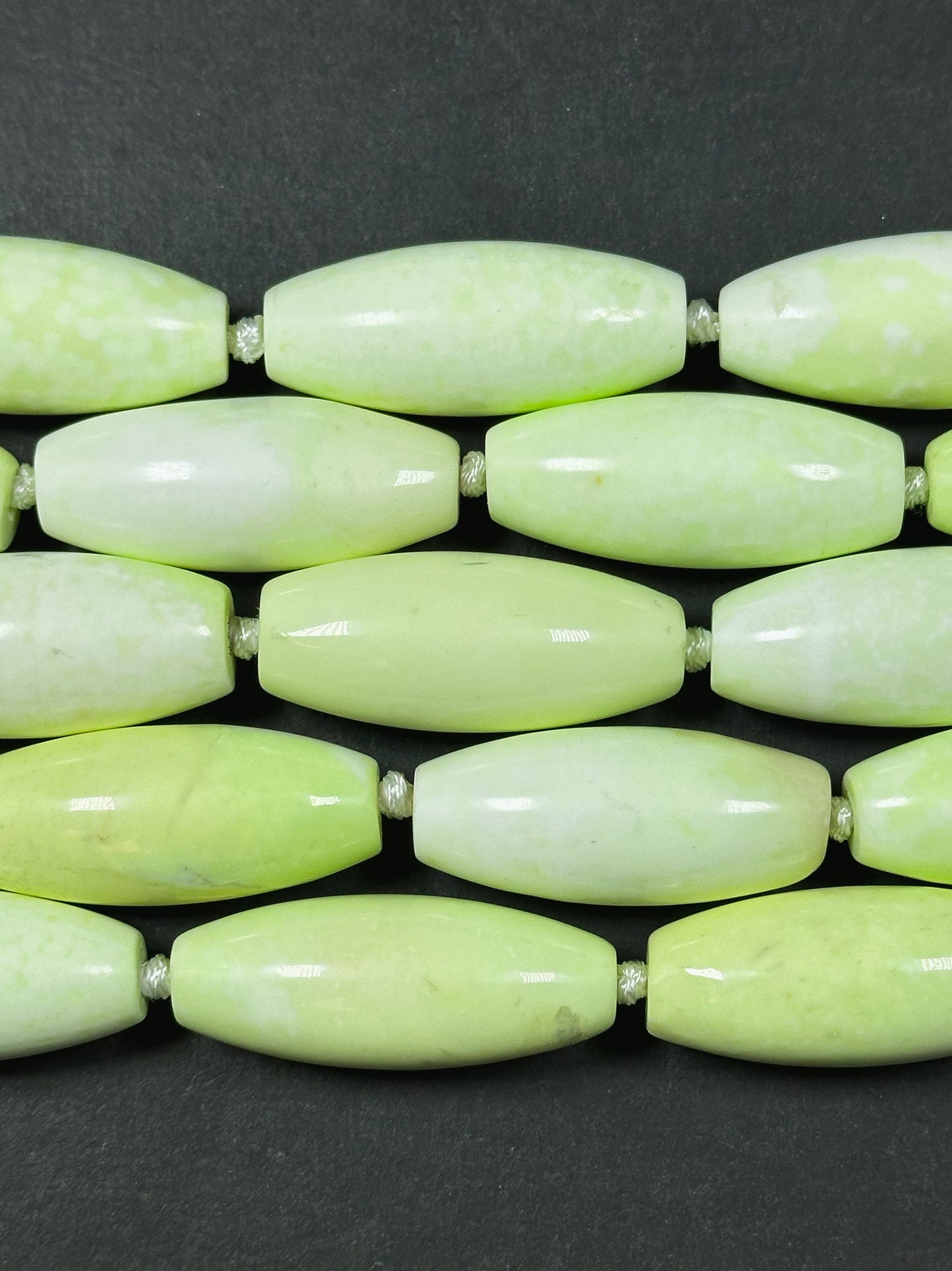 Natural Gaspeite Turquoise Gemstone Bead 39x16mm Barrel Shape Bead, Beautiful Lemon Green Color Gaspeite Turquoise Stone Bead 15.5" Strand