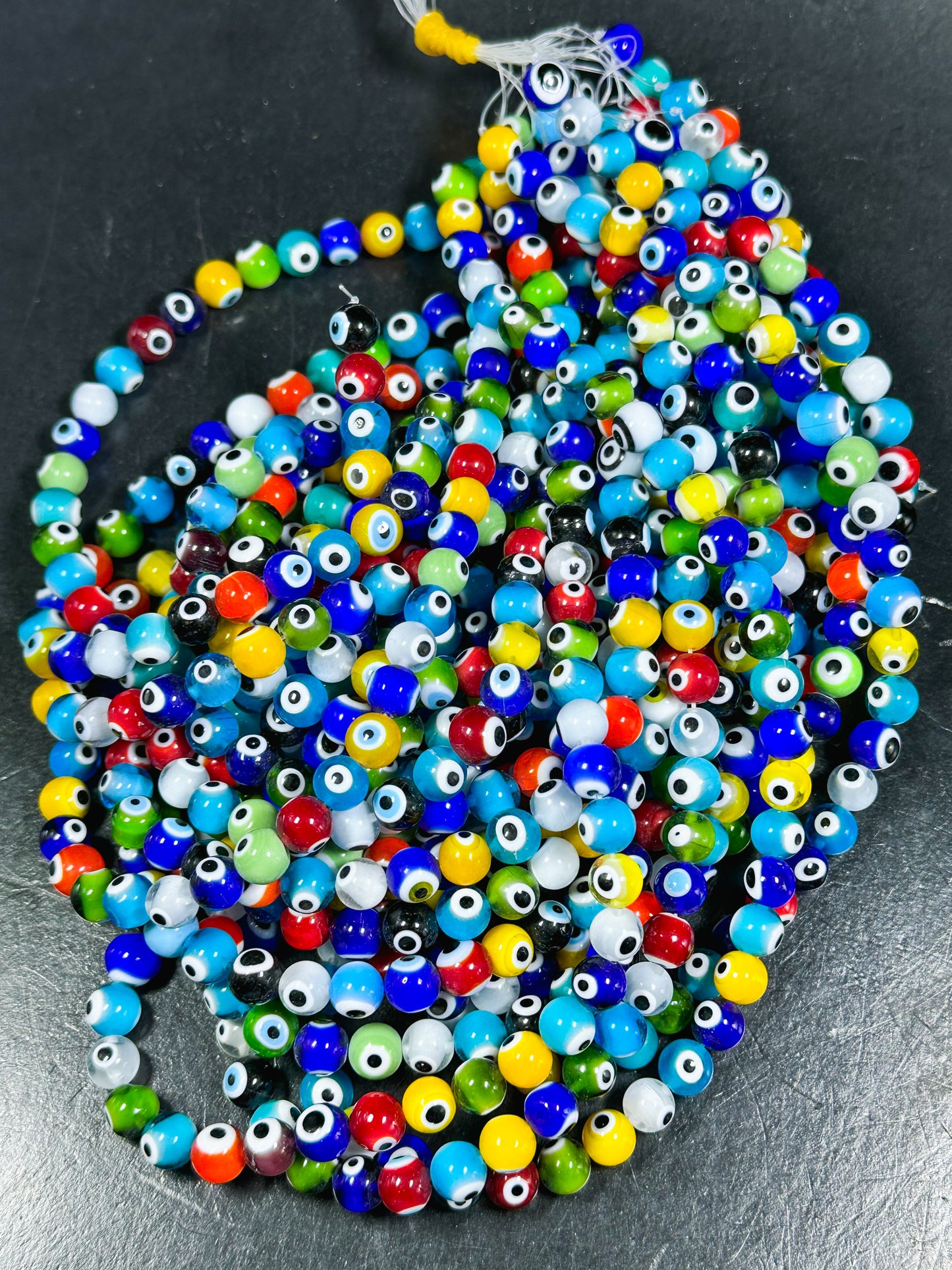 Beautiful Colorful Evil Eye Glass Beads 10mm Round Beads, Beautiful Multicolor Rainbow Evil Eye Amulet Glass Beads, Full Strand Glass Beads