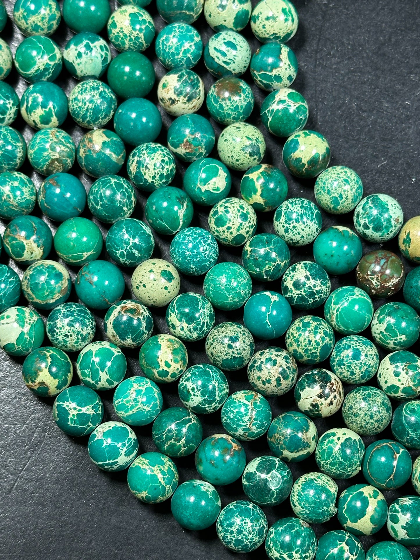 Natural Sea Sediment Jasper Gemstone Bead 6mm 8mm 10mm Round Beads, Beautiful Green Beige Color Imperial Jasper Beads Full Strand 15.5"