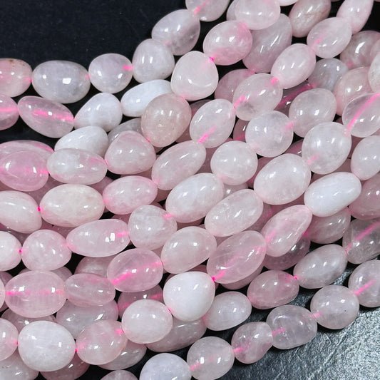 Natural Rose Quartz Gemstone Bead 10-15mm Freeform Pebble Shape, Beautiful Natural Pink Color Rose Quartz, Great Quality Full Strand 15.5"