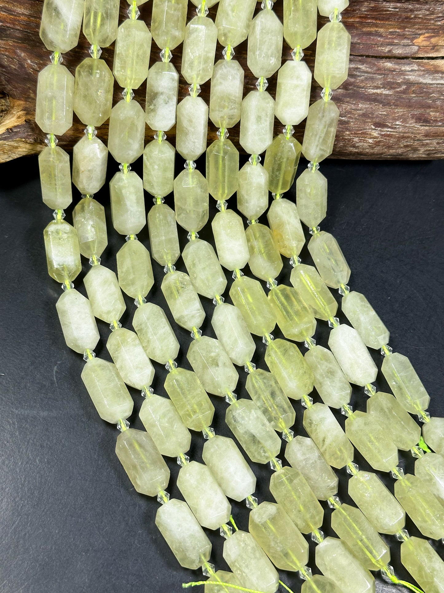 NATURAL Lemon Quartz Gemstone Bead Faceted 24x13mm Barrel Shape, Beautiful Lemon Yellow Color Quartz Gemstone Bead Great Quality 15.5"