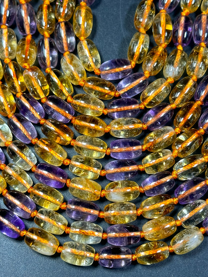 AAA NATURAL Ametrine Gemstone Bead 11x7mm Tube Shape, Beautiful Natural Orange Purple Color Citrine Amethyst Gemstone Bead Excellent Quality