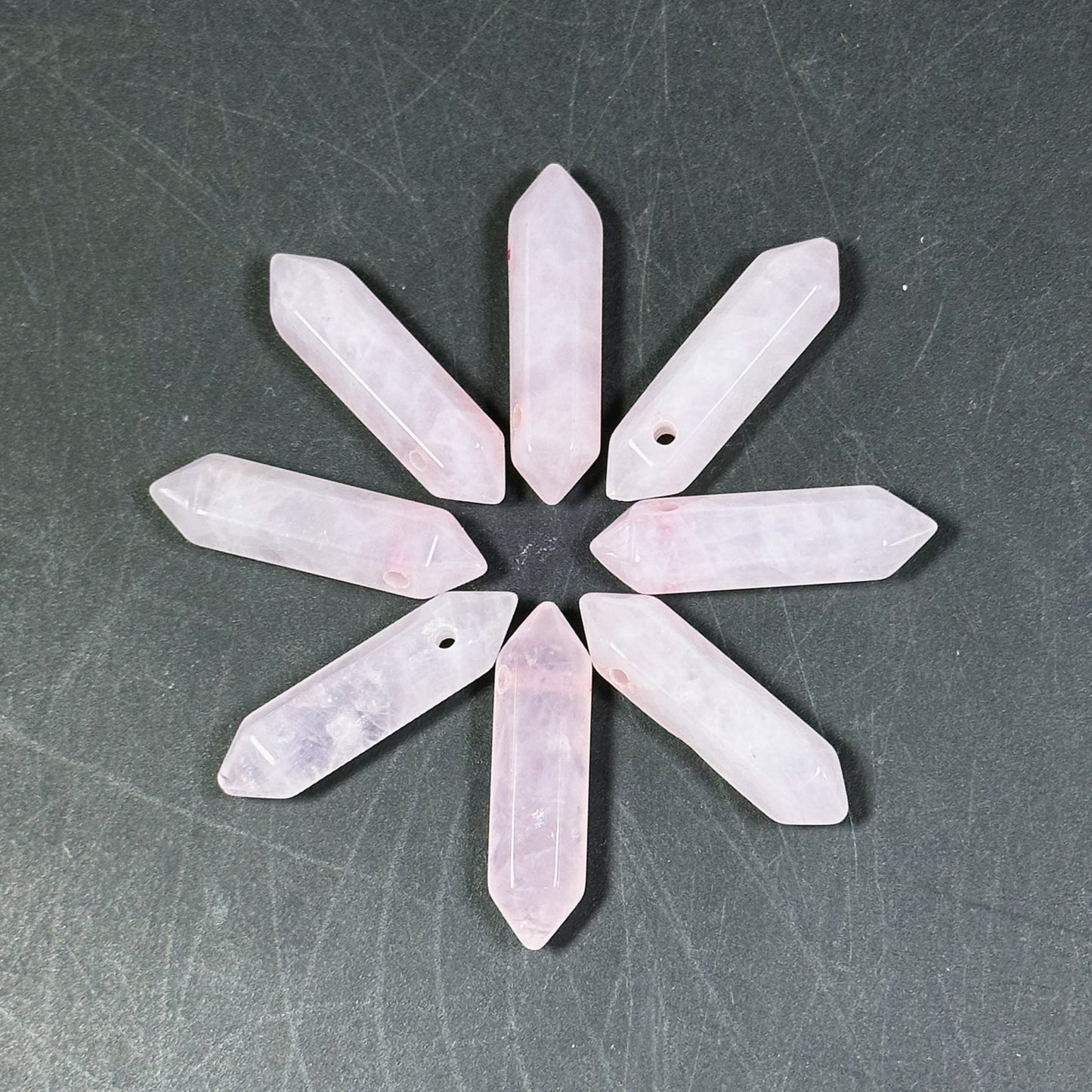 AAA Natural Rose Quartz Gemstone Bead Faceted 33x8mm Double Point Shape Beautiful Natural Pink Rose Quartz Gemstone Bead Focal Pendant Piece