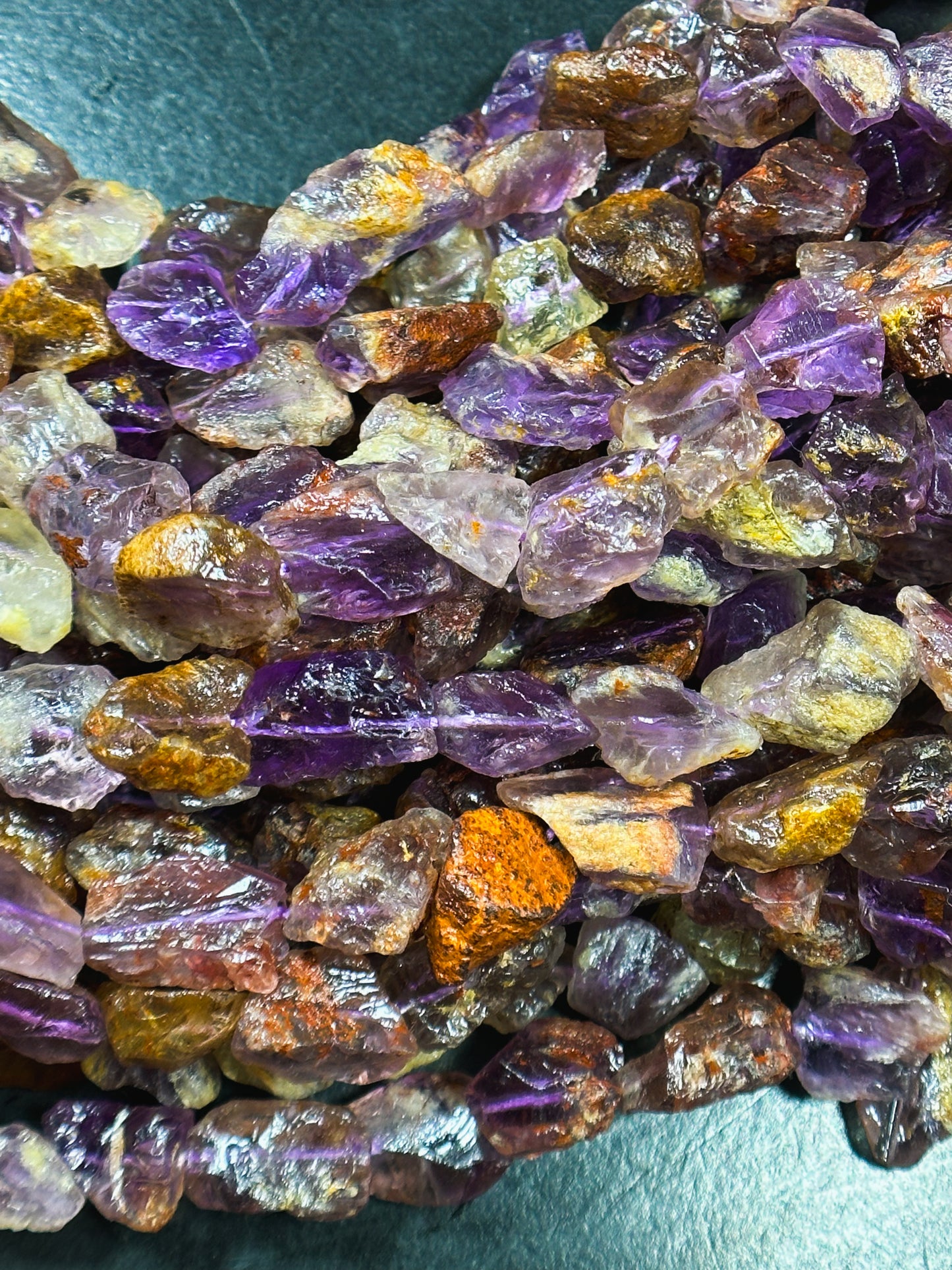 Natural Raw Super 7 Gemstone Bead Freeform Nugget Shape Bead, Beautiful Natural Purple Color Raw Super 7 Gemstone Bead, Full Strand 15.5"