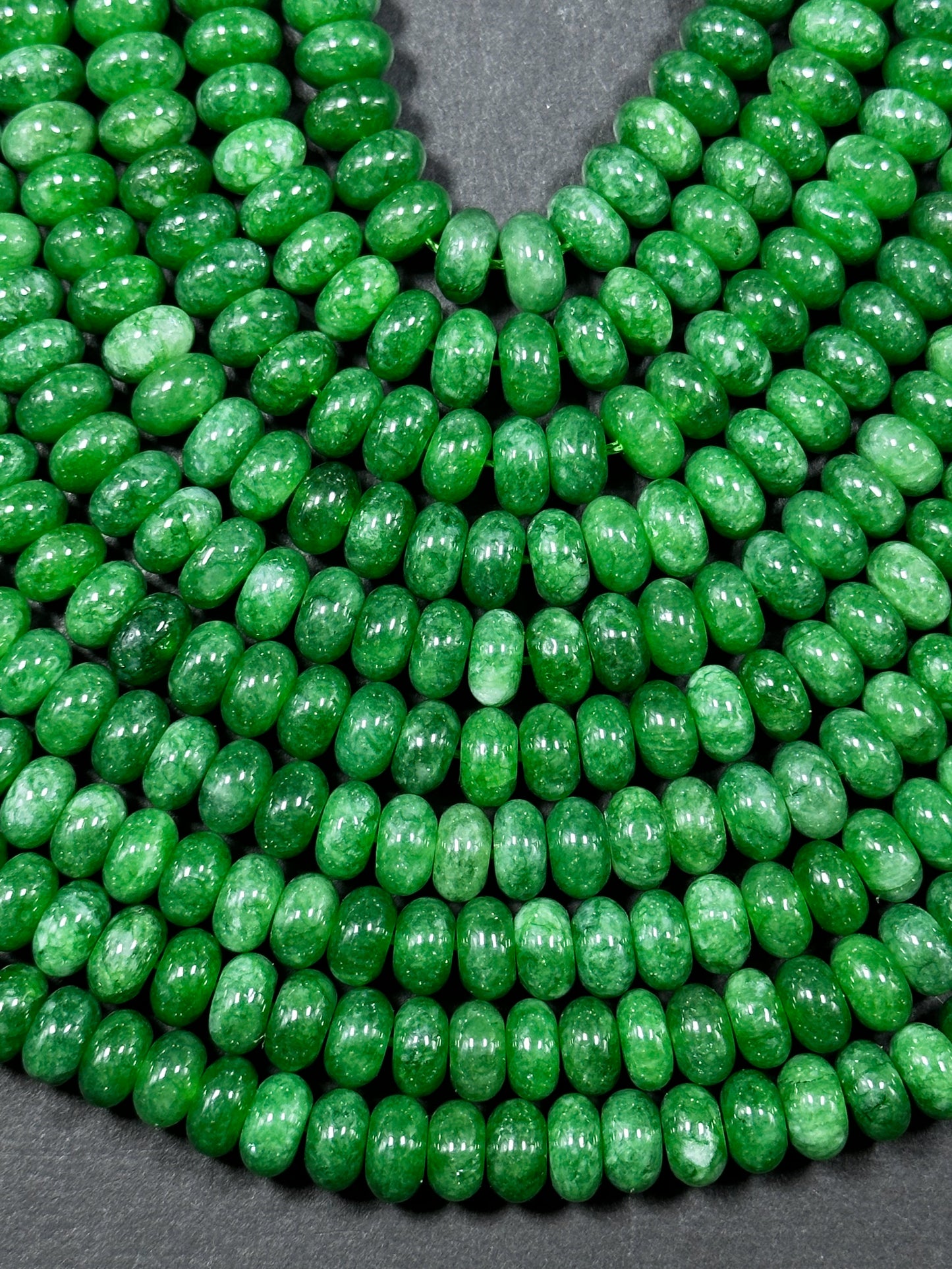 NATURAL Green Jade Gemstone Bead 8x5mm Rondelle Shape Bead, Beautiful Green Color Jade Gemstone Beads, Great Quality Bead Full Strand 15.5"