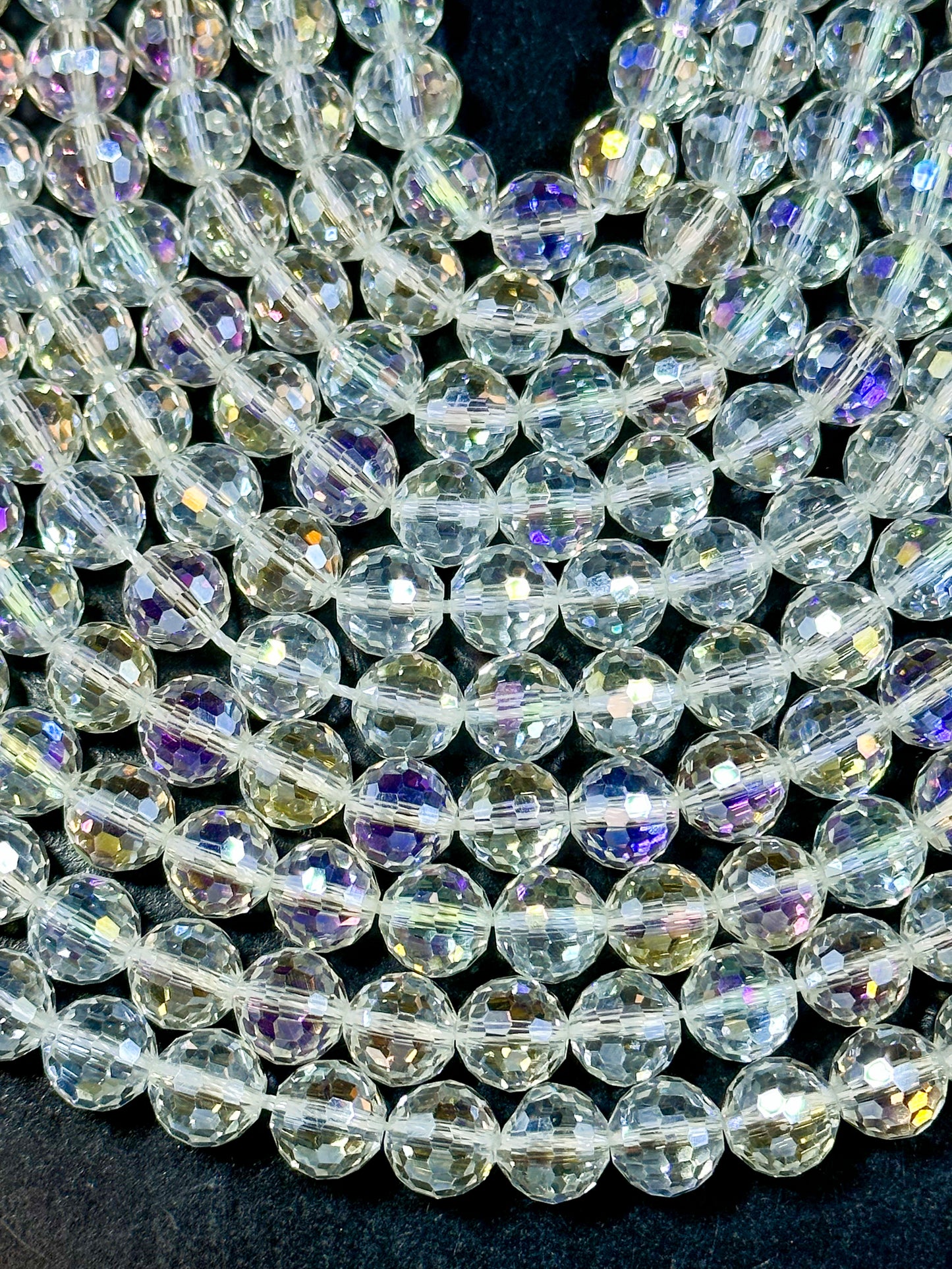 Beautiful Chinese Crystal Glass Bead Faceted 9mm Round Bead, Gorgeous Iridescent Clear Color Crystal Beads, Great Quality Glass