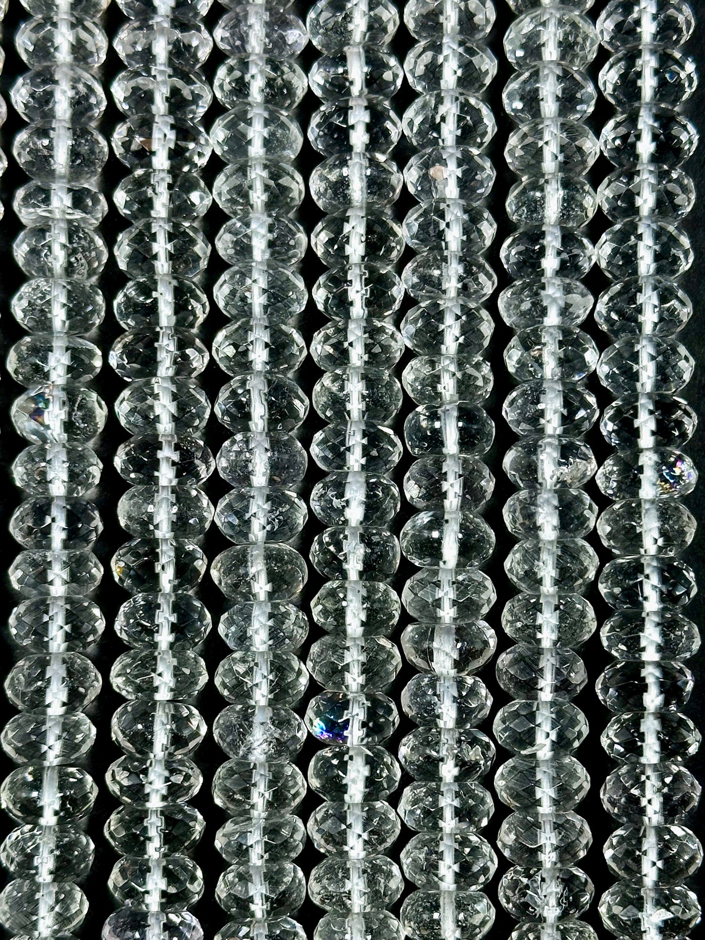 Natural Clear Rock Crystal Quartz Faceted 9x5mm Rondelle Beads, Gorgeous Natural Clear Crystal Quartz Gemstone Bead, Excellent Quality 15.5"