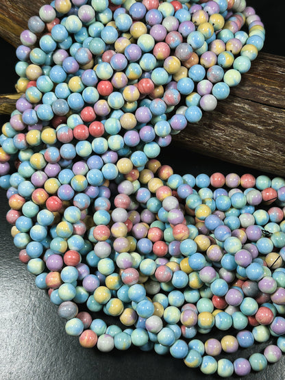 Natural Dragon Skin Rainbow Agate Gemstone Bead 6mm 8mm 10mm Round Bead, Beautiful Rainbow Color Agate Bead, Great Quality Full Strand 15.5"