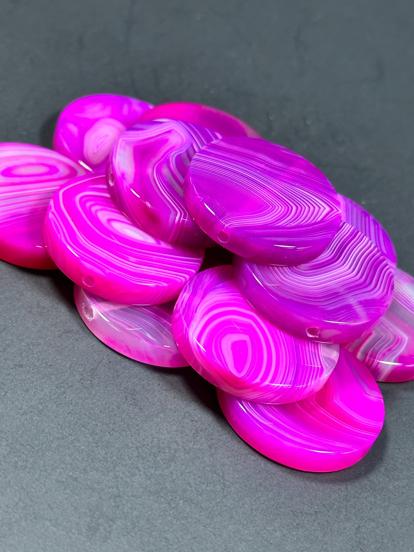 NATURAL Botswana Agate Gemstone Bead 25mm 30mm Coin Shape Beads, Gorgeous Pink Color Botswana Agate Gemstone Beads, LOOSE Gemstone Beads