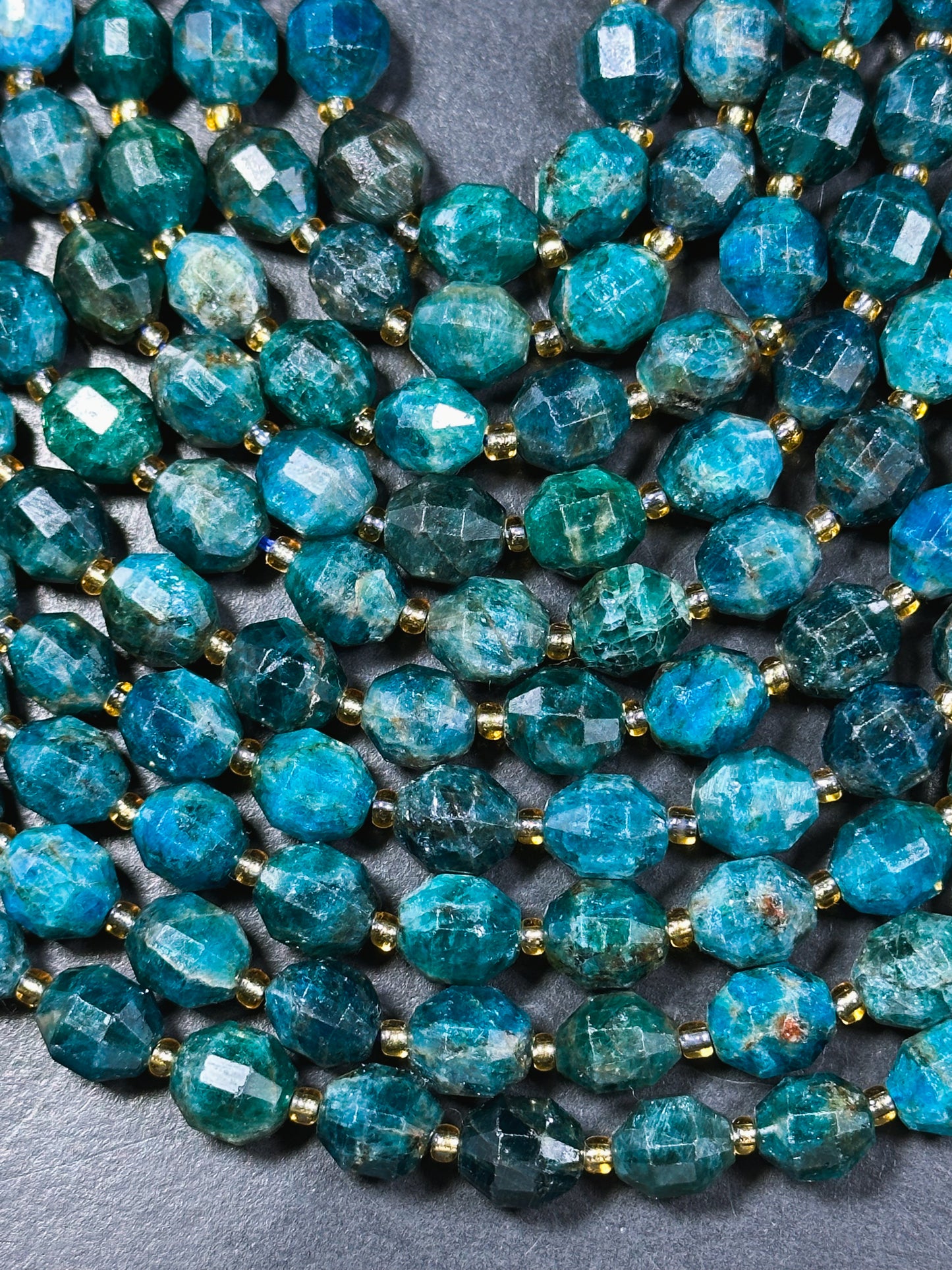 AAA Natural Apatite Gemstone Bead Faceted 10mm Diamond Cut Bead, Beautiful Natural Deep Blue Color Apatite Gemstone Bead Great Quality 15.5"