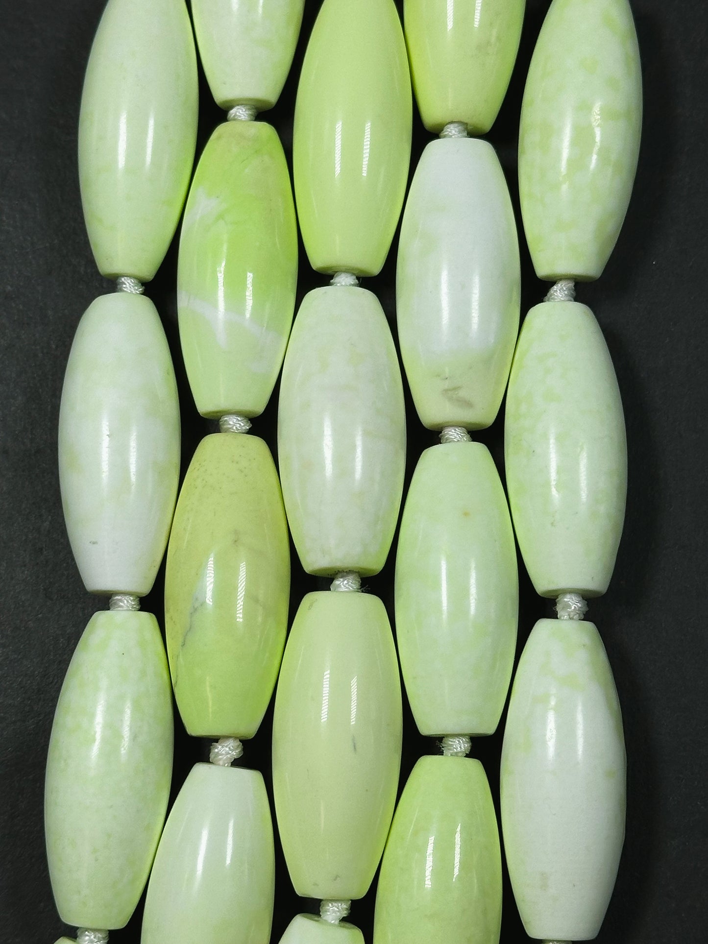 Natural Gaspeite Turquoise Gemstone Bead 39x16mm Barrel Shape Bead, Beautiful Lemon Green Color Gaspeite Turquoise Stone Bead 15.5" Strand