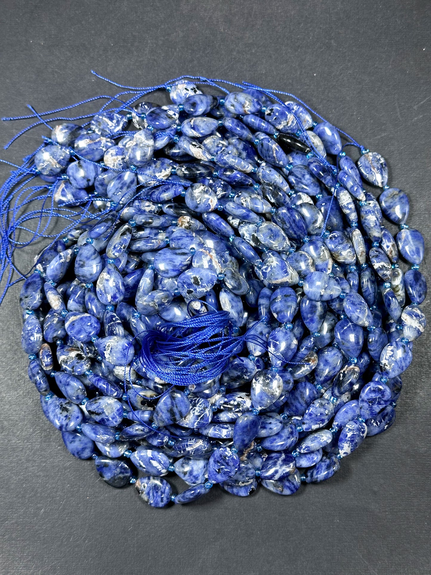 Natural Sodalite Gemstone Bead 18x13mm Teardrop Shape, Beautiful Natural Blue White Color Sodalite Beads Excellent Quality Full Strand 15.5"