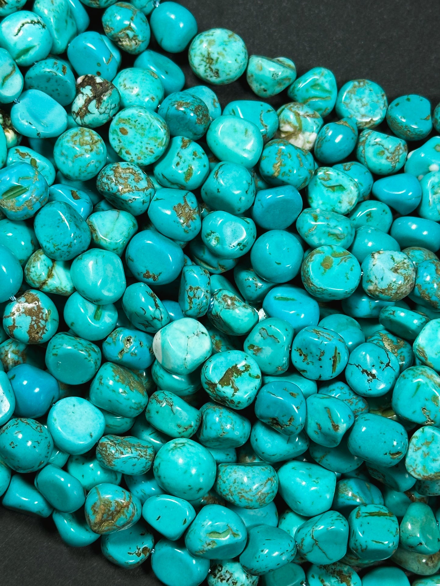 Natural Chinese Turquoise Gemstone Bead 9-12mm Freeform Pebble Shape, Beautiful Natural Blue Color Turquoise Beads, Full Strand 15.5"
