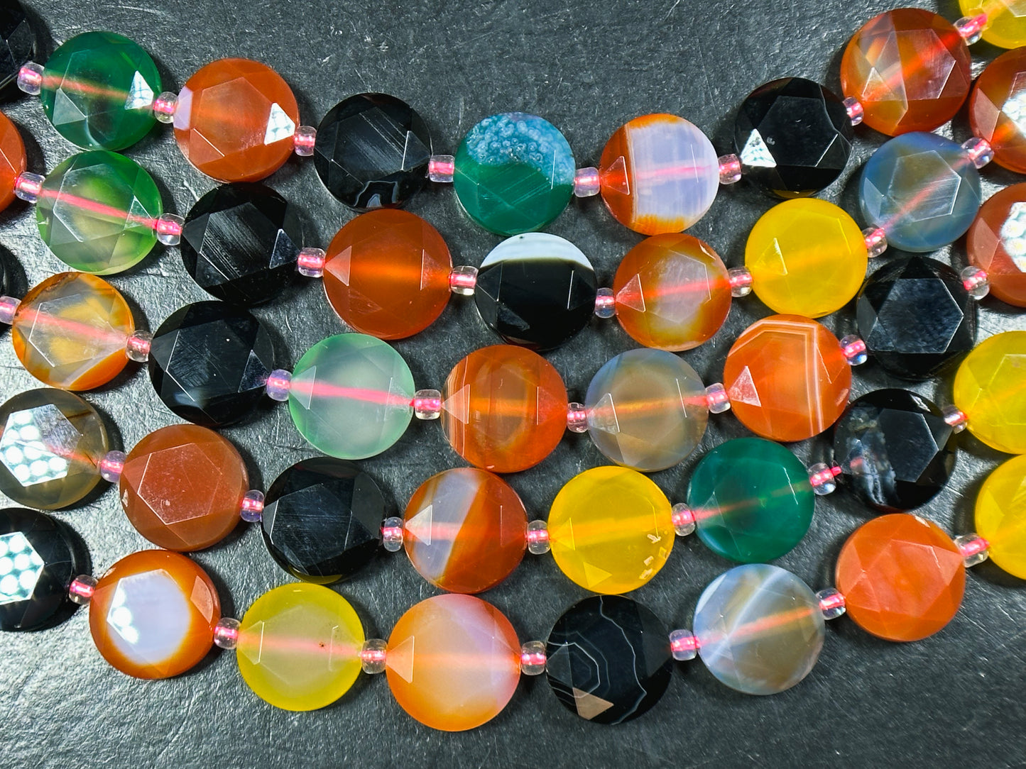 Natural Botswana Agate Gemstone Bead Faceted 12mm Coin Shape Bead, Beautiful Multicolor Botswana Agate Bead, Great Quality Full Strand 15.5"