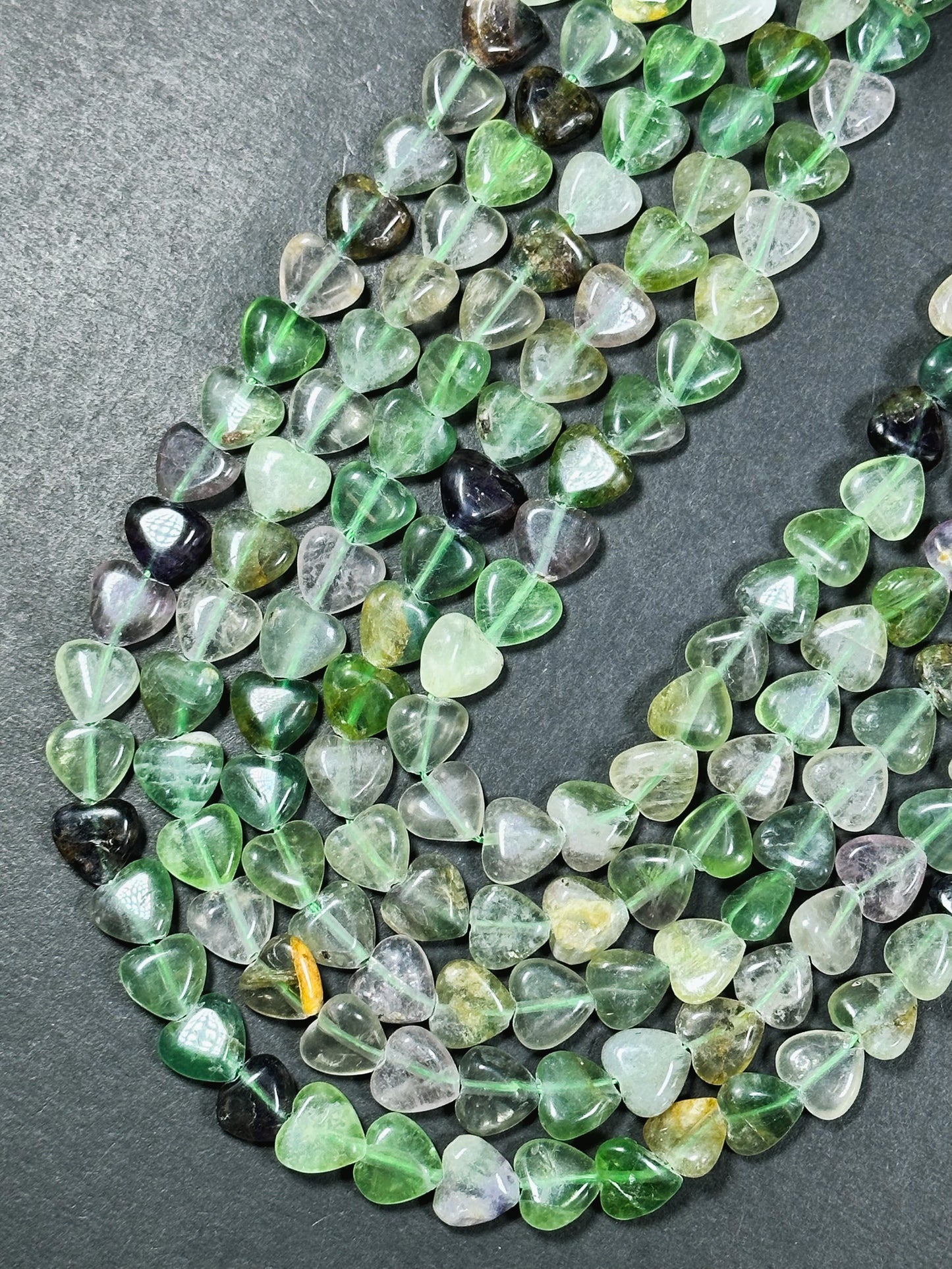 Natural Fluorite Gemstone Bead 10mm Heart Shape Bead, Beautiful Natural Green Purple Color Fluorite Bead Excellent Quality Full Strand 15.5"