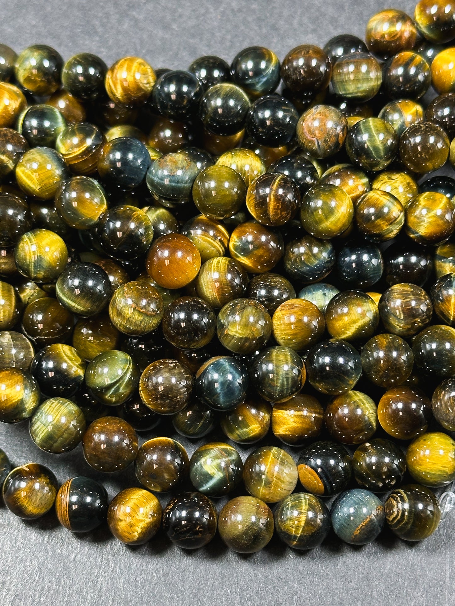 Natural Tiger Eye Gemstone Bead 4mm 6mm 8mm Round Beads, Beautiful Natural Brown Dark Navy Blue Color Tiger Eye Stone Beads 15.5" Strand