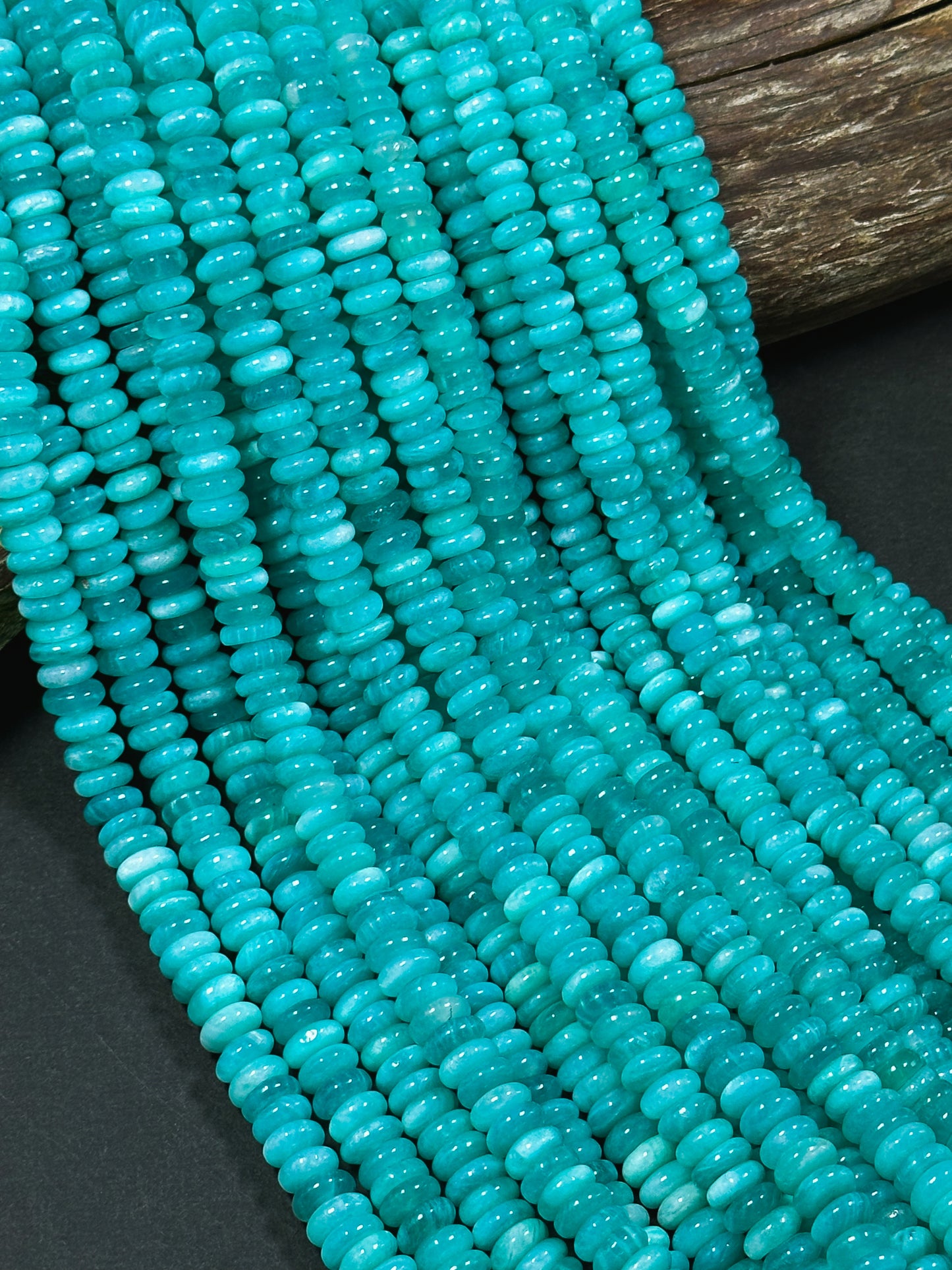 AAA Natural Amazonite Gemstone Bead 8x4mm Rondelle Shape, Beautiful Natural Blue Green Amazonite Beads, Excellent Quality Full Strand 15.5"