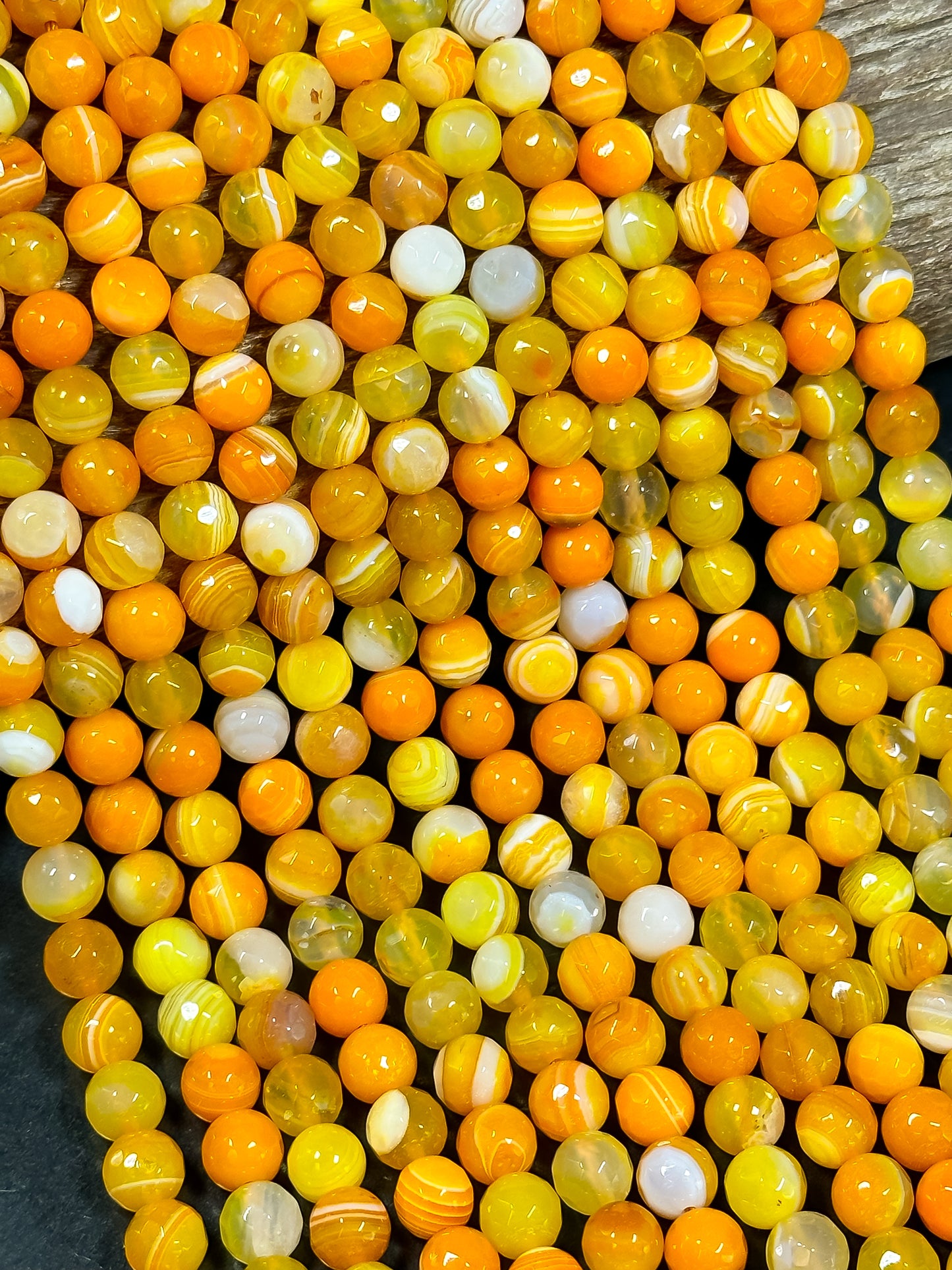 NATURAL Botswana Agate Gemstone Bead Faceted 6mm 8mm 10mm 12mm Round Beads, Beautiful Orange Yellow Color Gemstone Beads Full Strand 15.5"