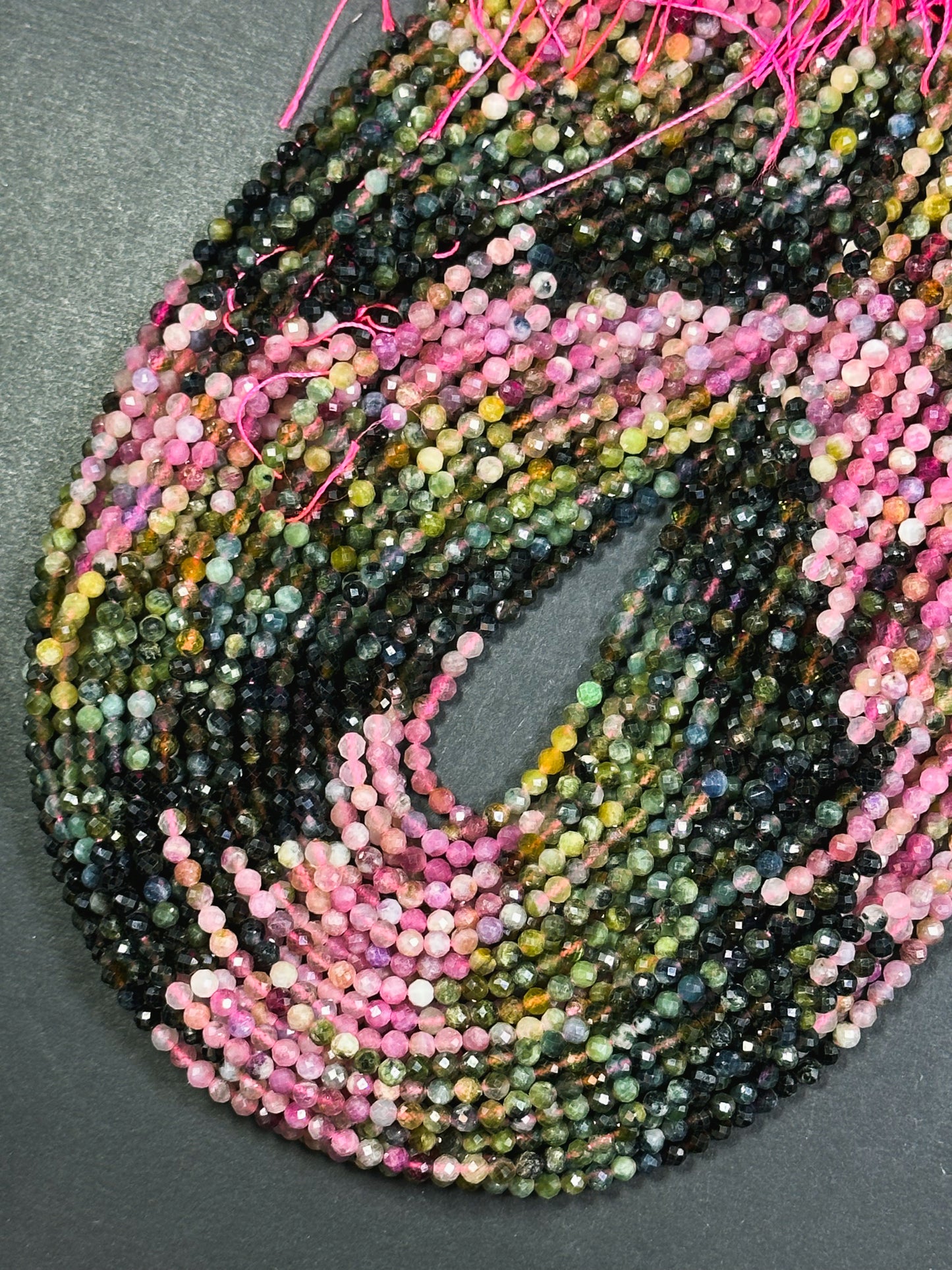 Natural Tourmaline Gemstone Bead Faceted 3.5mm Round Bead, Beautiful Multicolor Tourmaline Gemstone Beads, Great Quality Full Strand 15.5"