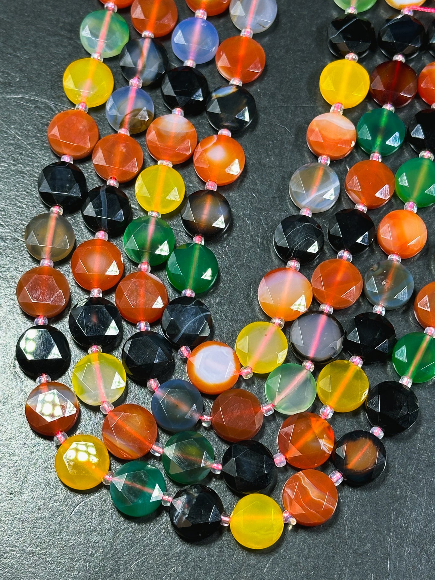 Natural Botswana Agate Gemstone Bead Faceted 12mm Coin Shape Bead, Beautiful Multicolor Botswana Agate Bead, Great Quality Full Strand 15.5"