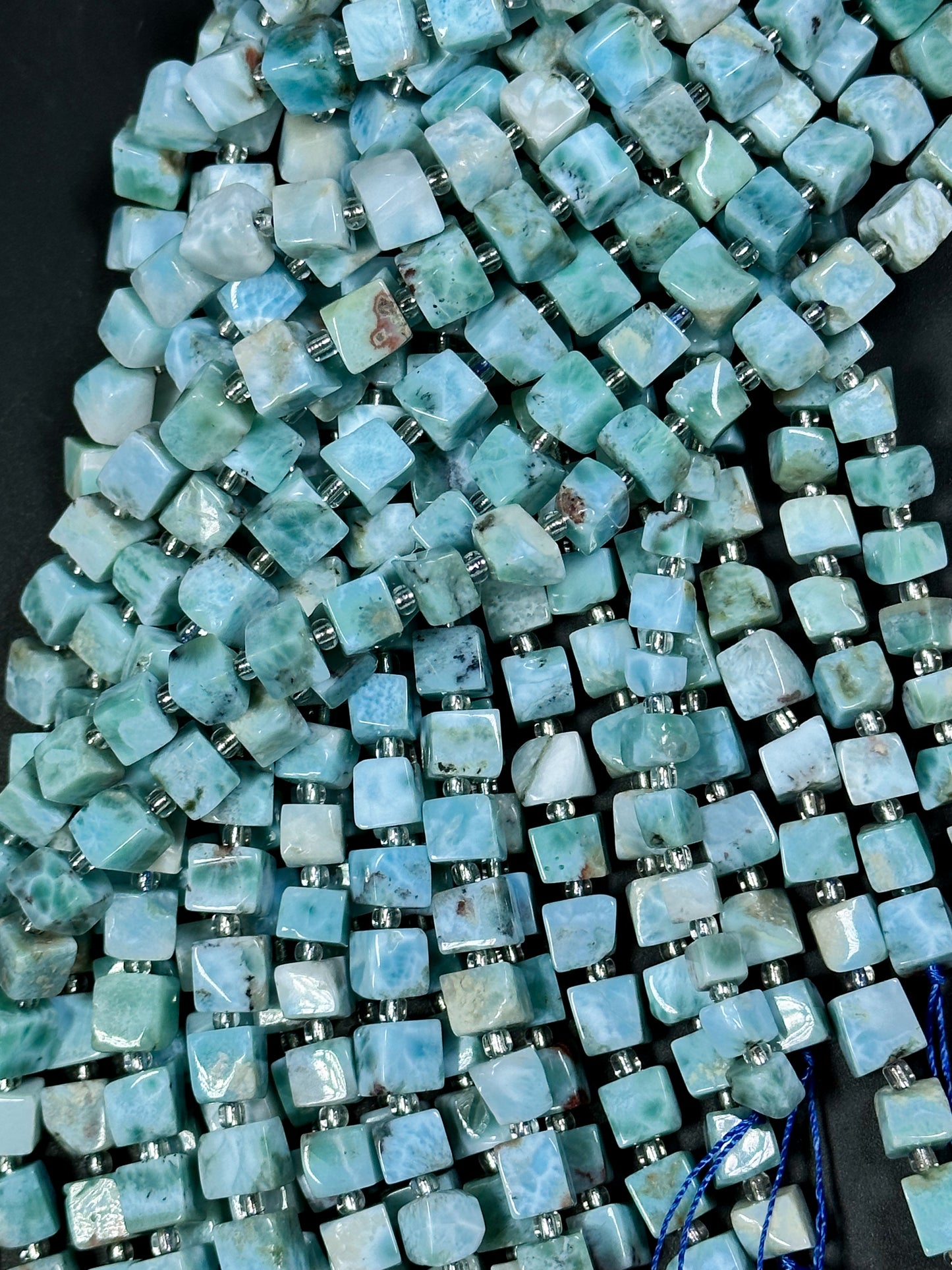 AAA Natural Larimar Gemstone Bead 6mm Cube Shape, Beautiful Natural Blue Color Larimar Gemstone Bead, Excellent High Quality 15.5" Strand