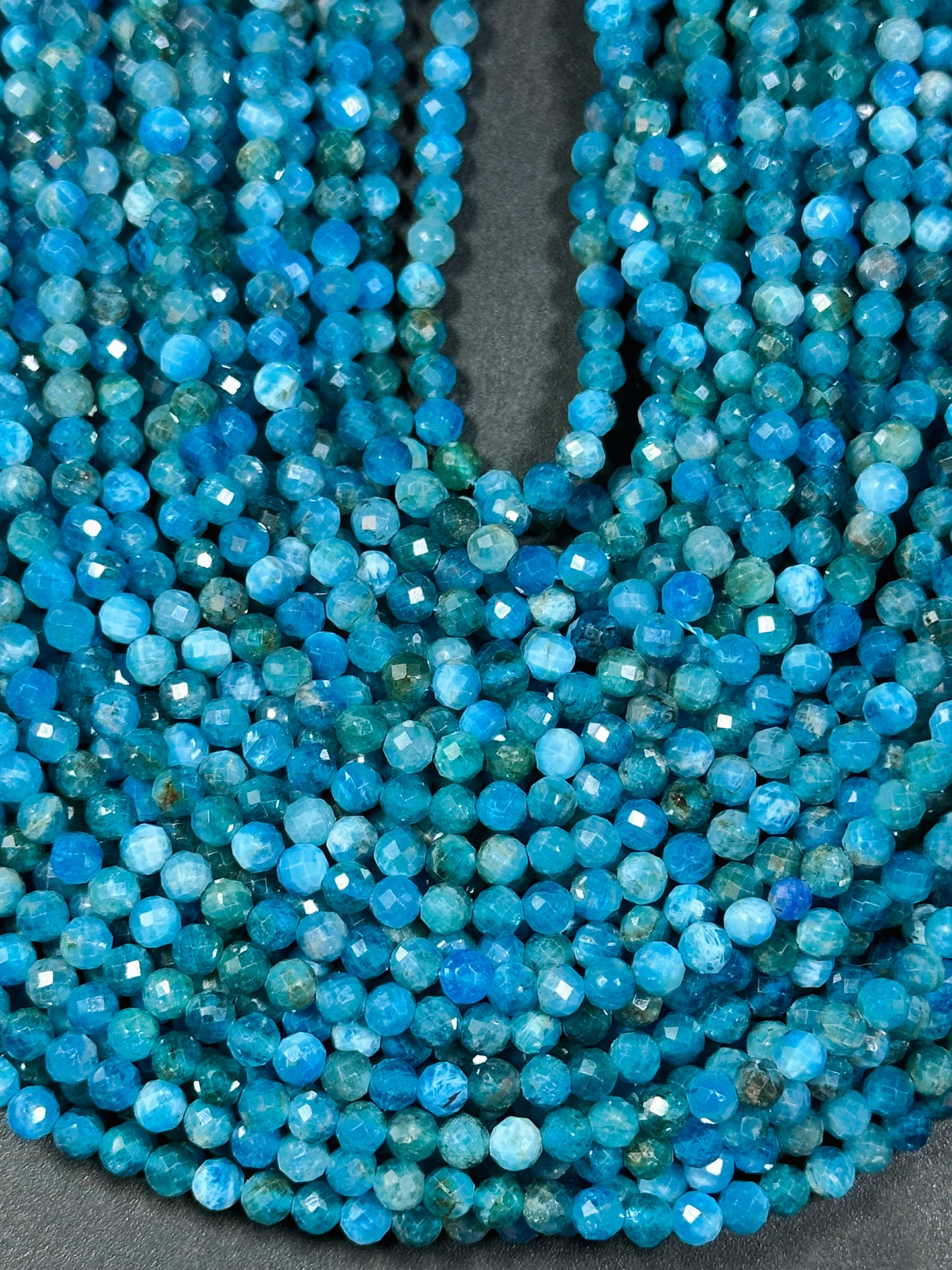 Natural Blue Apatite Gemstone Bead Faceted 4mm Round Bead, Gorgeous Natural Blue Color Apatite Gemstone Beads Great Quality Full Strand 15.5"
