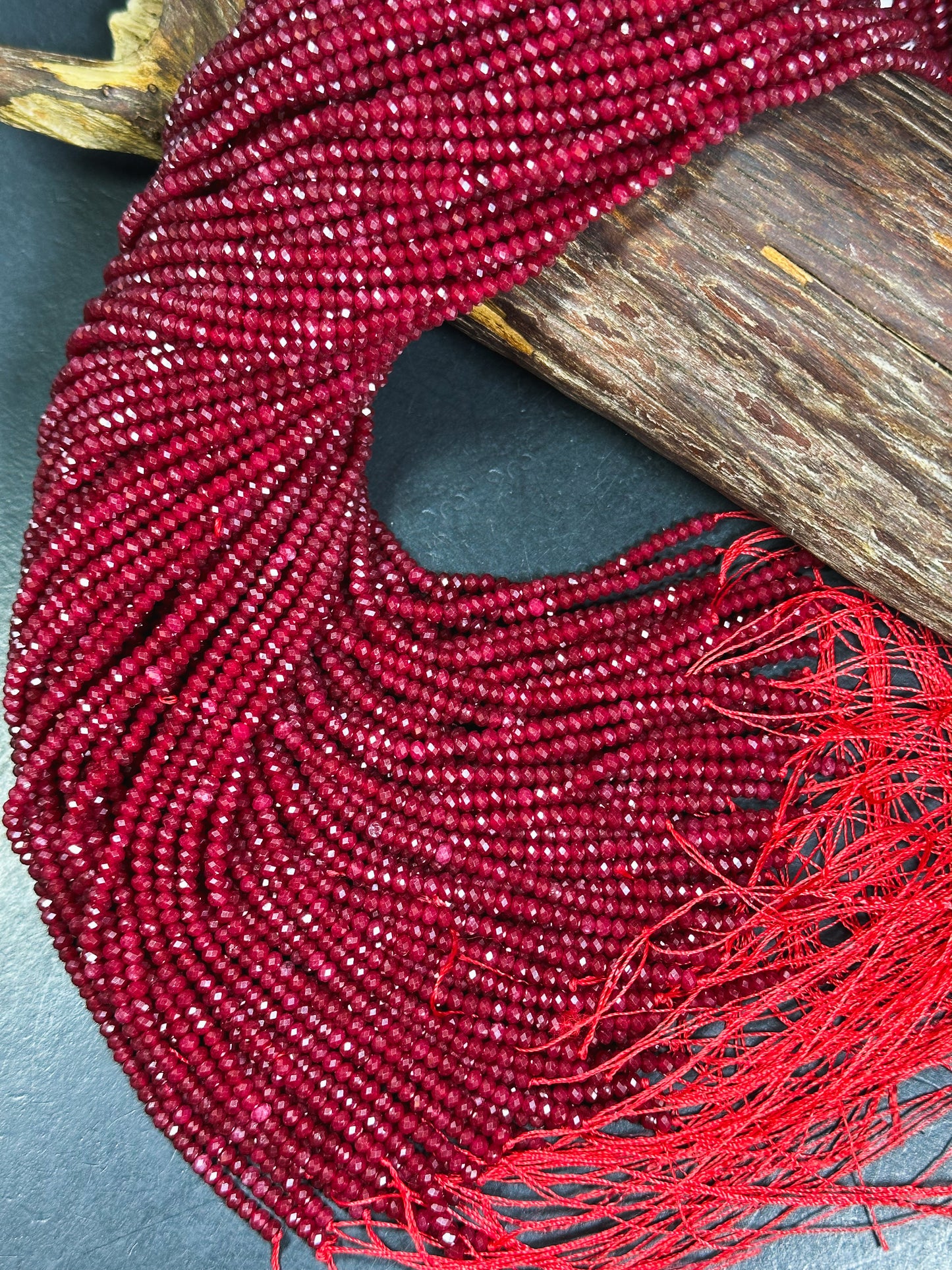 Natural Red Jade Gemstone Bead Faceted 3mm Bead, Gorgeous Natural Red Color Jade Bead Excellent Quality Full Strand 15.5"