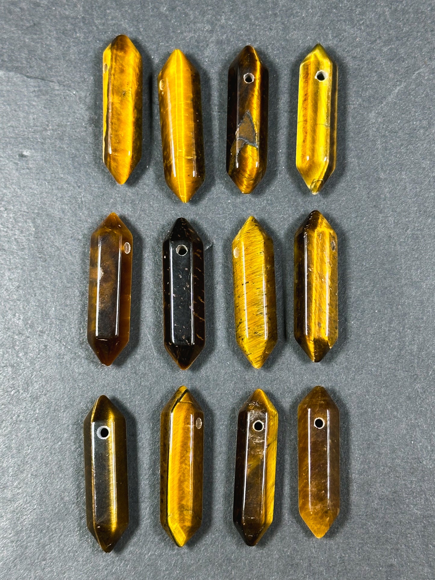 Natural Tiger Eye Gemstone Bead Faceted 33x8mm Double Point Shape Beautiful Natural Golden Brown Tiger Eye Gemstone Bead Focal Pendant Piece