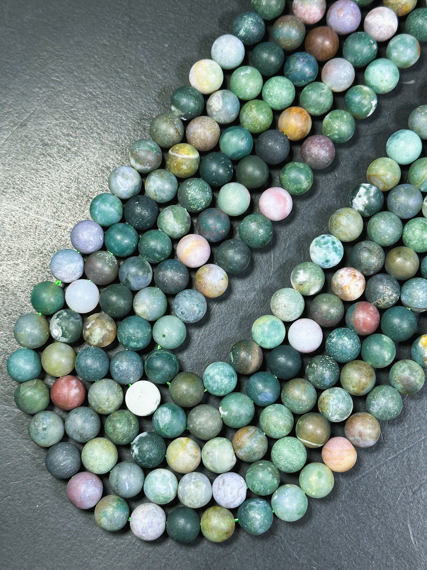 Natural Matte Indian Agate Gemstone Bead 4mm 6mm 8mm 10mm 12mm Round Bead, Beautiful Matte Green Colors Indian Agate Gemstone Beads 15.5"