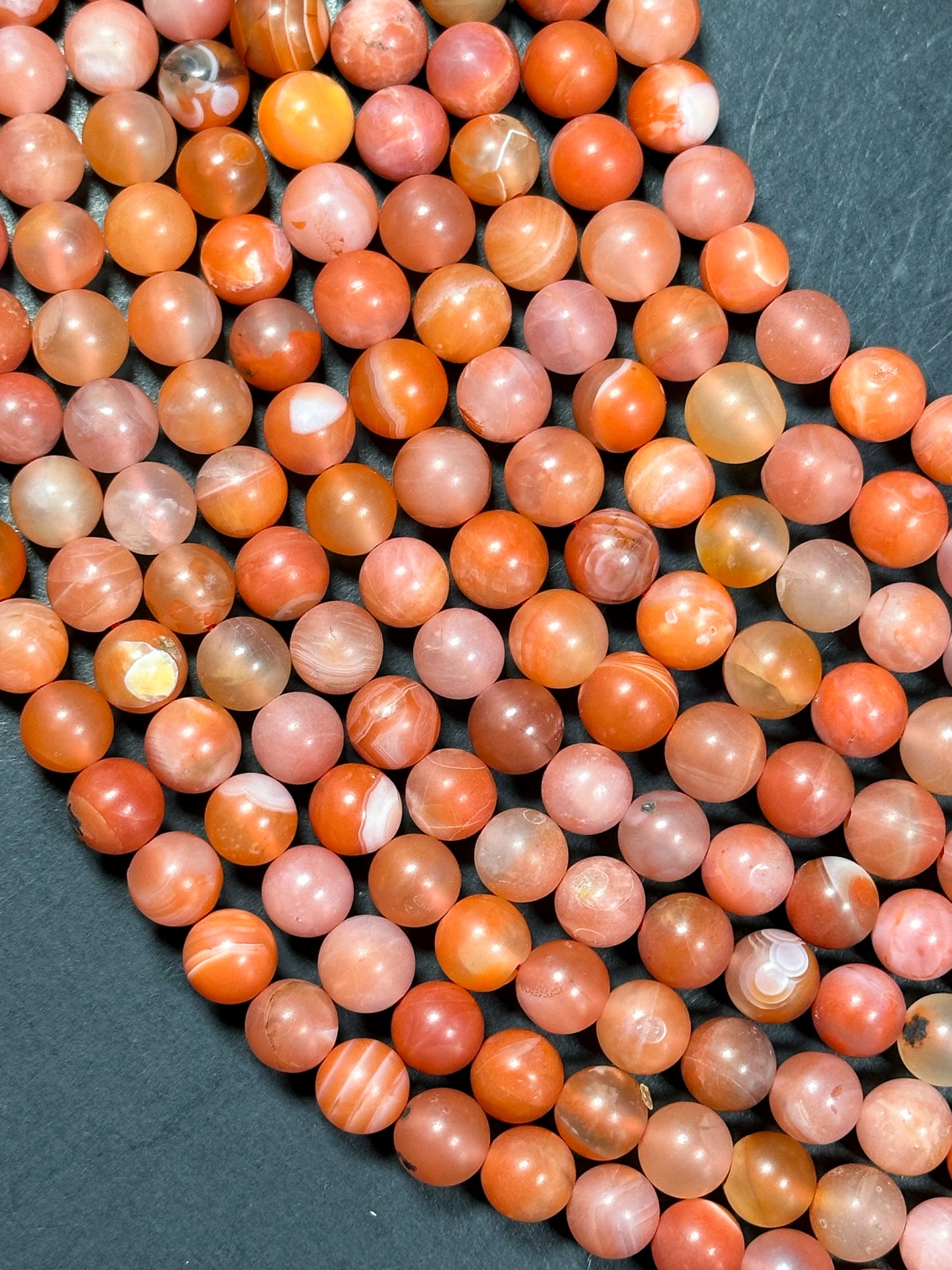 Natural Matte Botswana Agate Gemstone Bead 6mm 8mm 9mm 11mm 12mm Round Bead, Beautiful Matte Red Orange Color Botswana Agate Beads Great Quality
