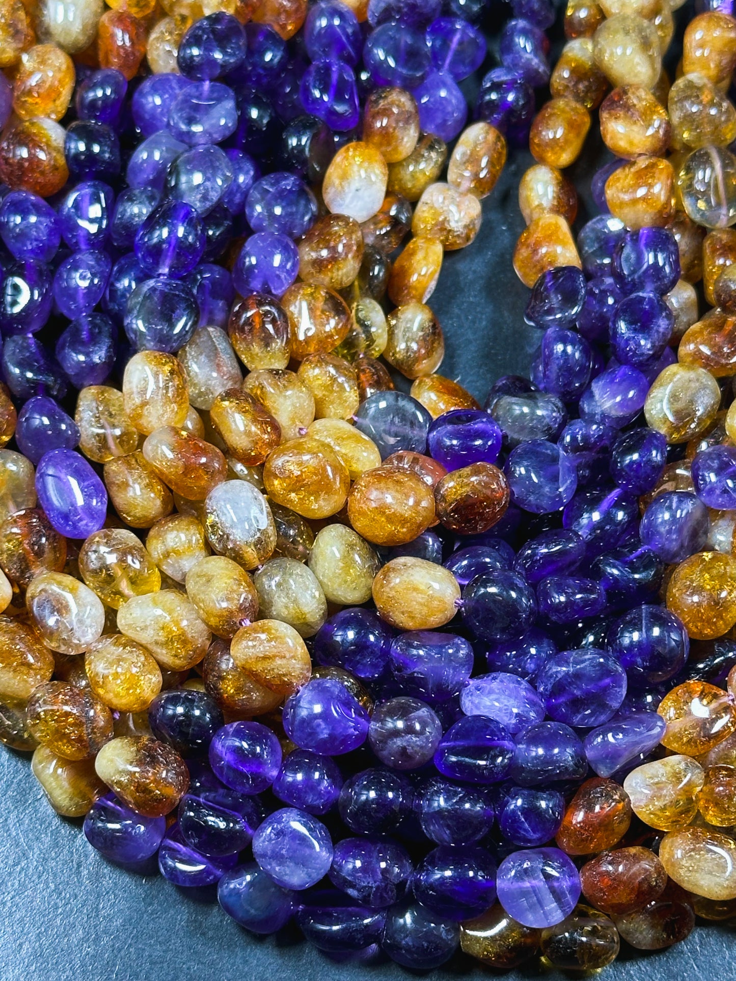 AAA Natural Dark Ametrine Gemstone Bead Freeform Pebble Shape, Gorgeous Natural Purple Orange Color Ametrine Bead, Excellent Quality 15.5"