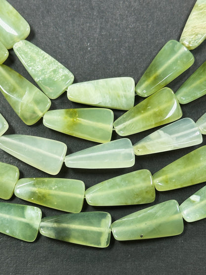 Natural Burma Jade Gemstone Bead 22x8mm Trapezoid Shape Bead, Beautiful Natural Green Color Burmese Jade Gemstone Bead, Full Strand 15.5"