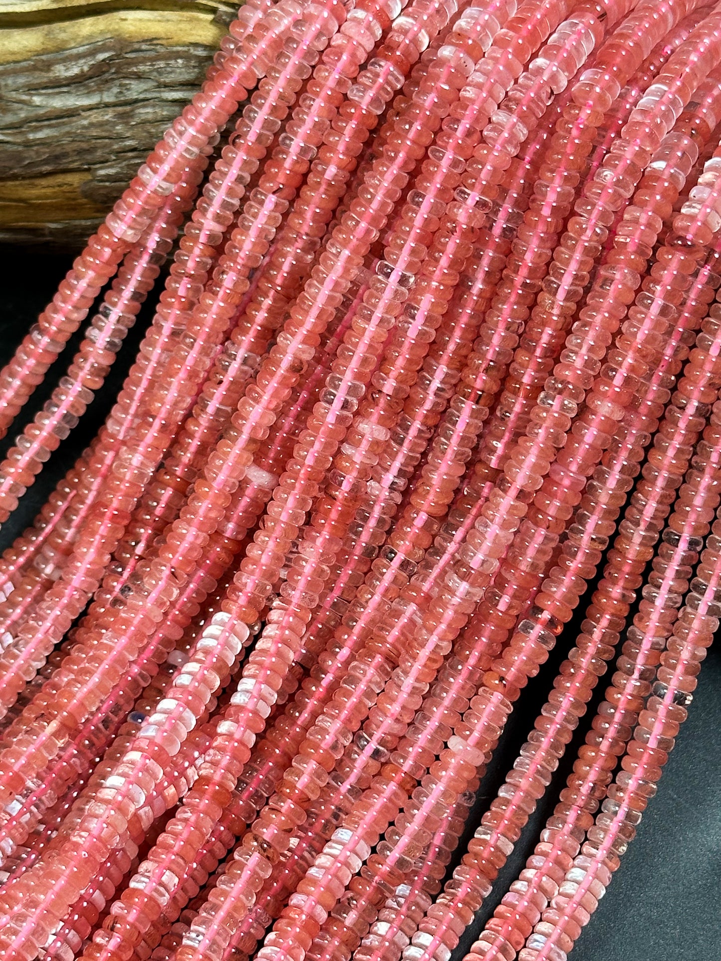 NATURAL Watermelon Quartz Gemstone Bead 6x2mm Rondelle Shape, Beautiful Clear Pink Color Watermelon Quartz Gemstone Bead Full Strand 15.5"