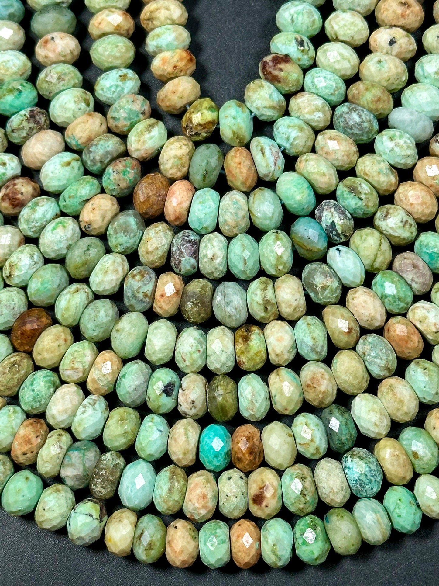 NATURAL Turquoise Gemstone Bead Faceted 9x6mm Rondelle Shape, Gorgeous Green Blue Orange Color Turquoise Gemstone Bead, Great Quality 15.5"