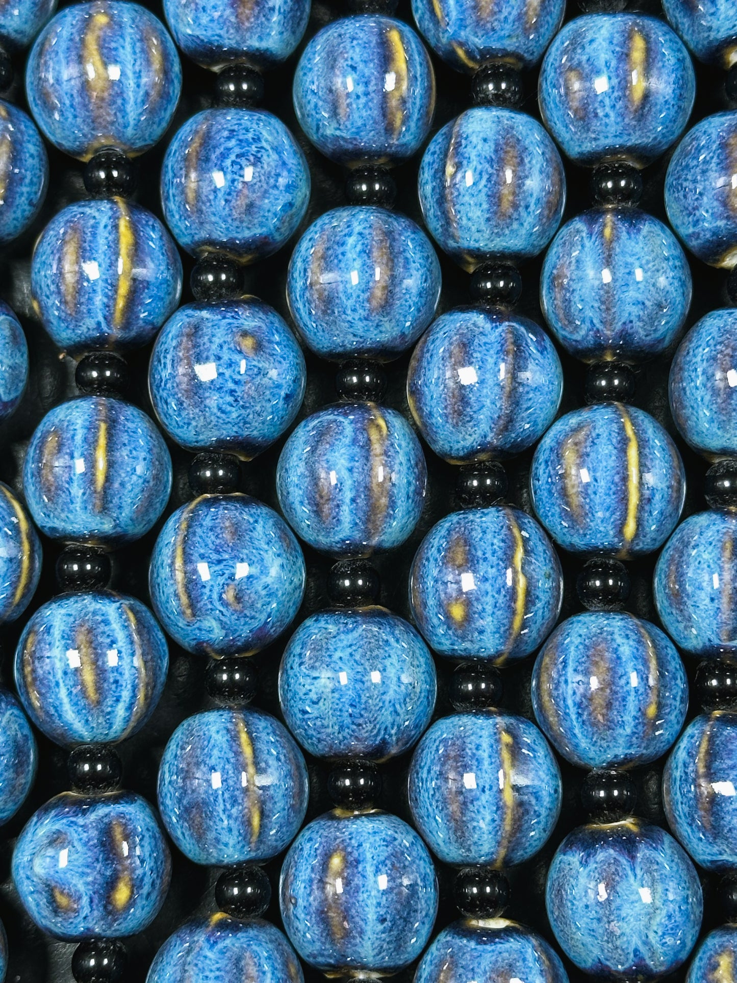 Beautiful Hand Painted Porcelain Beads, 16mm Unique Hand Painted Blue Porcelain Round Shape Beads, Gorgeous Blue Color Porcelain Bead 9"