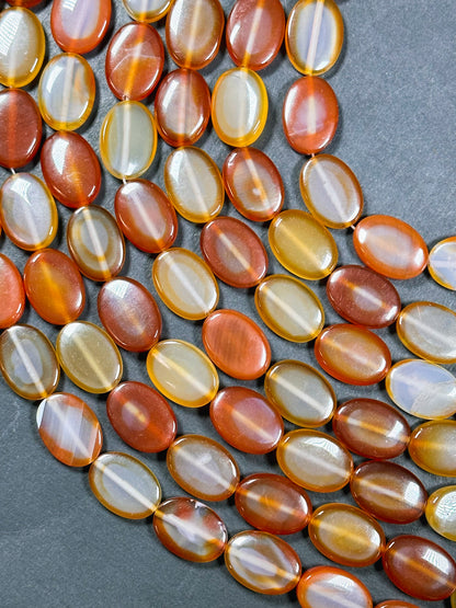 Natural Carnelian Gemstone Bead 18x13mm Oval Shape Bead, Beautiful Natural Orange Red Color Carnelian Bead, Great Quality Full Strand 15.5"