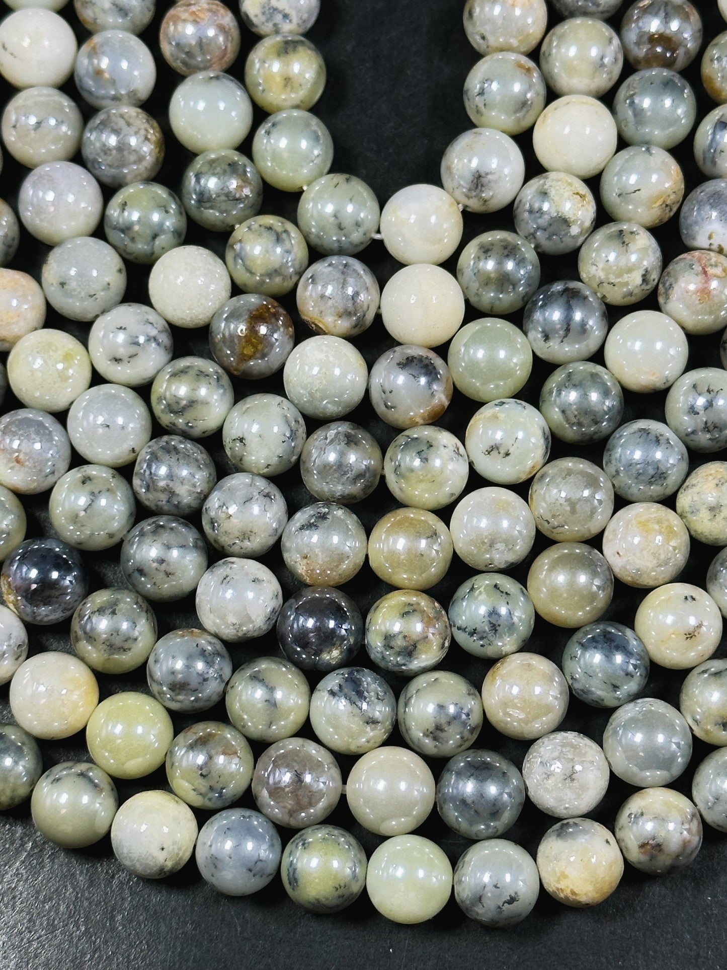AAA Mystic Natural Opal Gemstone Bead 8mm 10mm 12mm Round Bead, Beautiful Mystic Coated White Gray Color Opal Gemstone Bead, Great Quality 15.5"