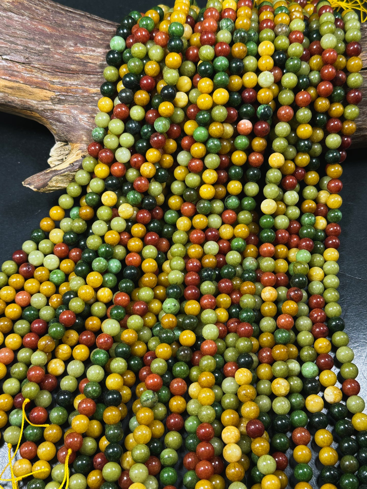 Natural Alashan Chalcedony Gemstone Bead 6mm 8mm 10mm Round Beads, Beautiful Multi Green Red Yellow Alashan Bead, Great Quality 15.5" Strand