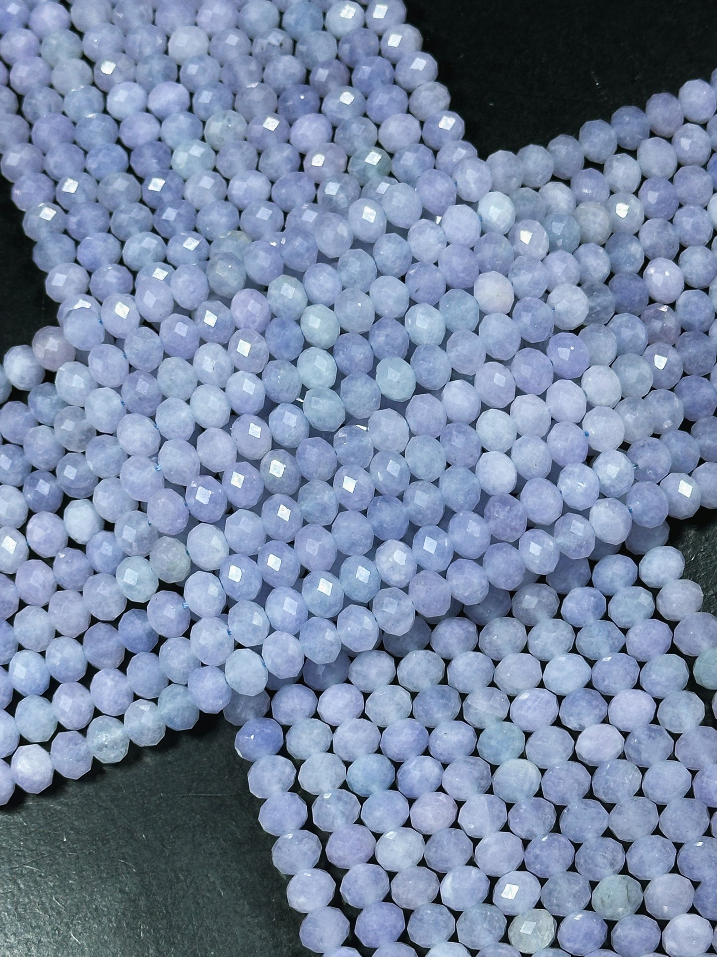Natural Blue Lace Agate Gemstone Bead Faceted 8x6mm Rondelle Shape Bead, Beautiful Natural Blue Color Chalcedony Bead, Great Quality 15.5"