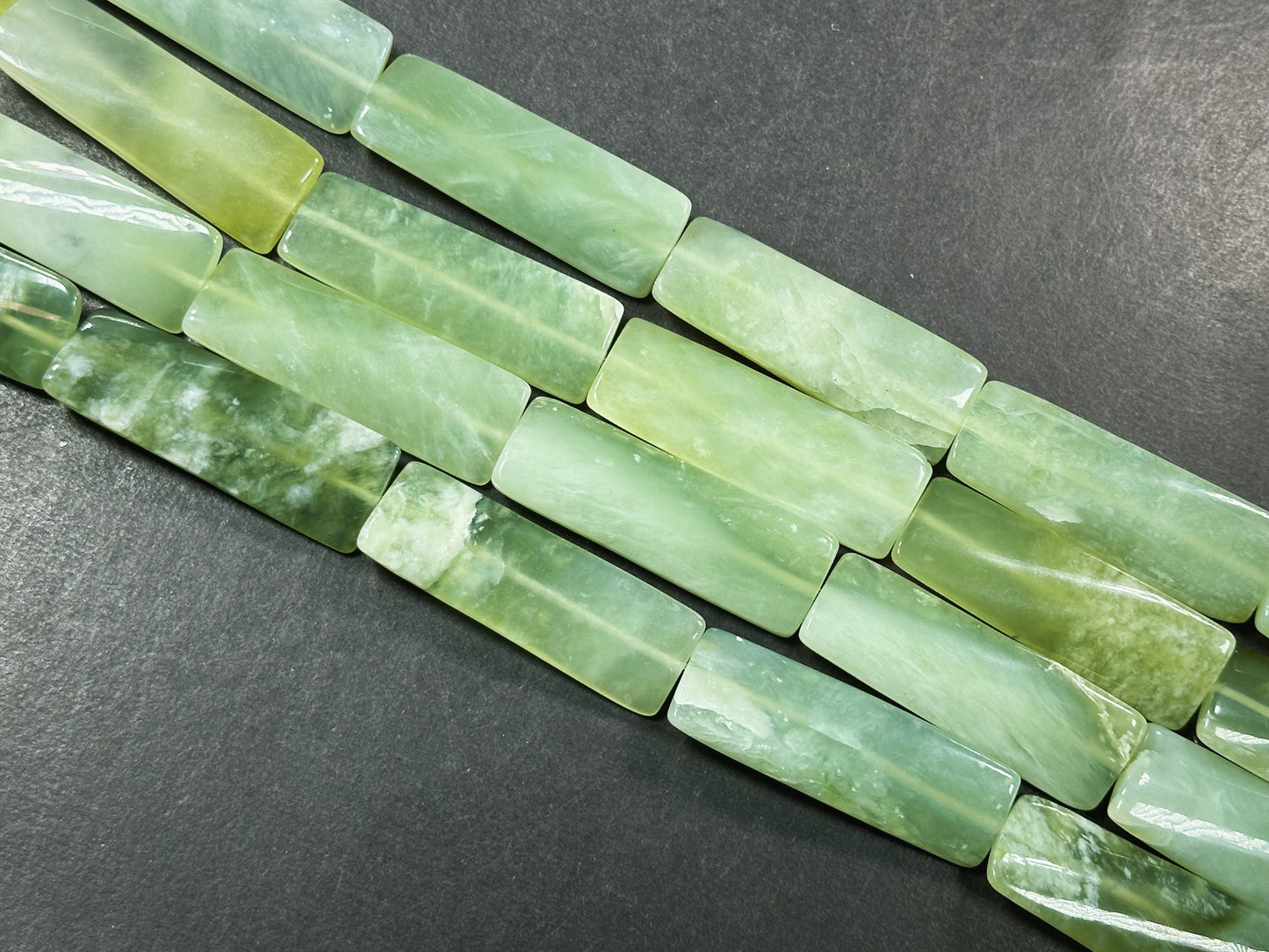 Natural Burma Jade Gemstone Bead 40x10mm Rectangle Shape Bead, Beautiful Natural Green Color Burmese Jade Gemstone Bead, Full Strand 15.5"