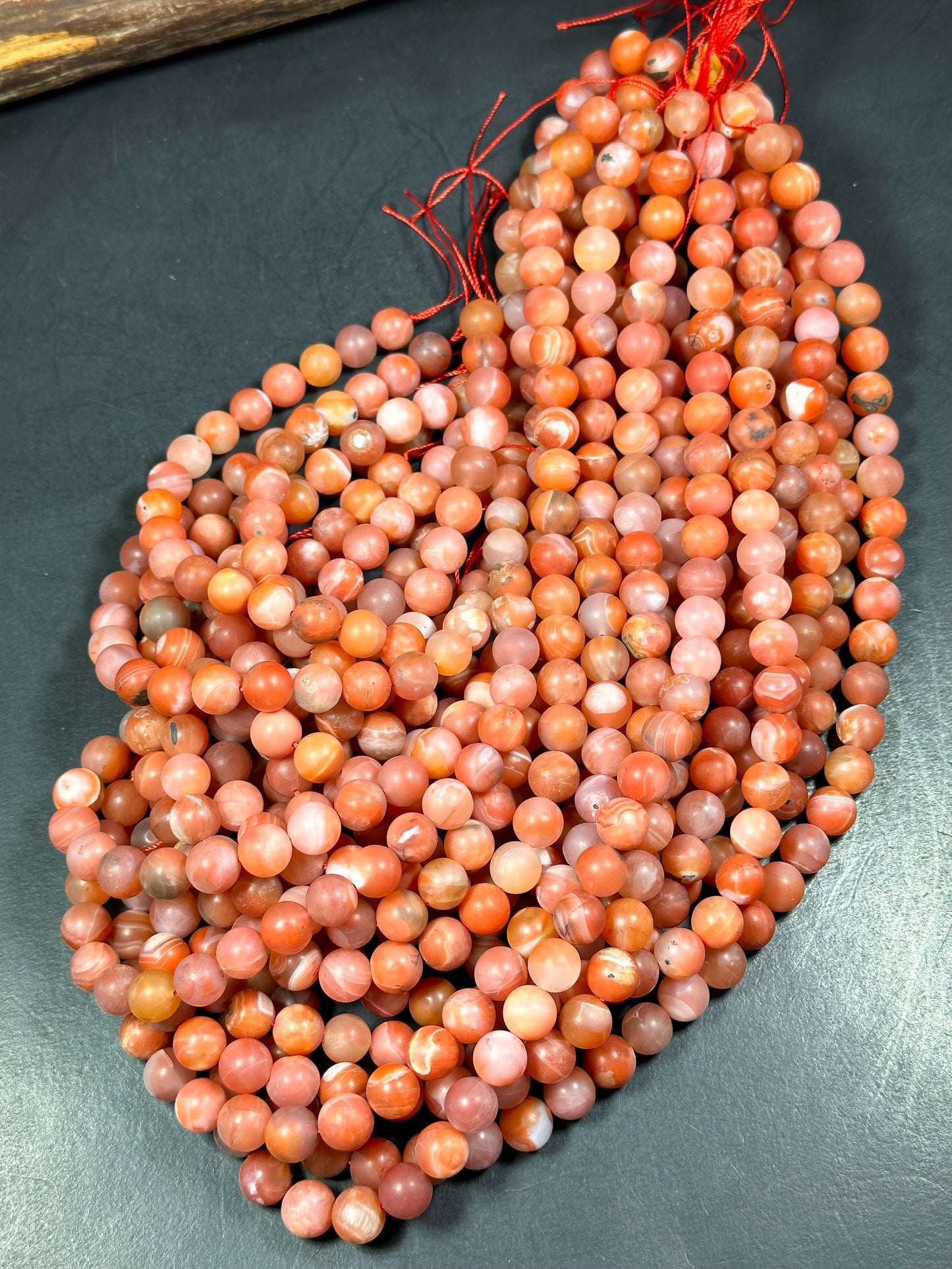 Natural Matte Botswana Agate Gemstone Bead 6mm 8mm 9mm 11mm 12mm Round Bead, Beautiful Matte Red Orange Color Botswana Agate Beads Great Quality