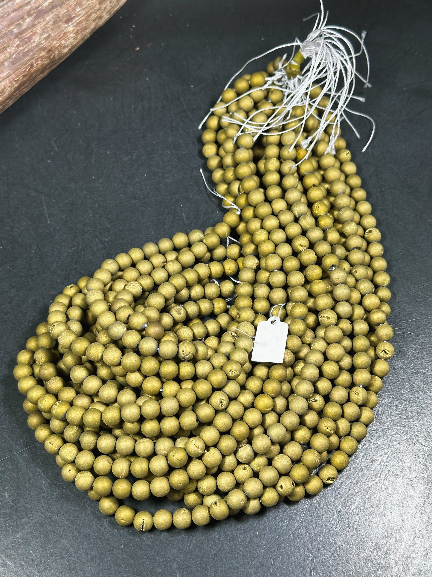 Natural Matte Druzy Agate Gemstone Beads 6mm 8mm 10mm 12mm Round Beads, Dark Yellow Brown Color Matte Druzy Agate Beads Full Strand 15.5"