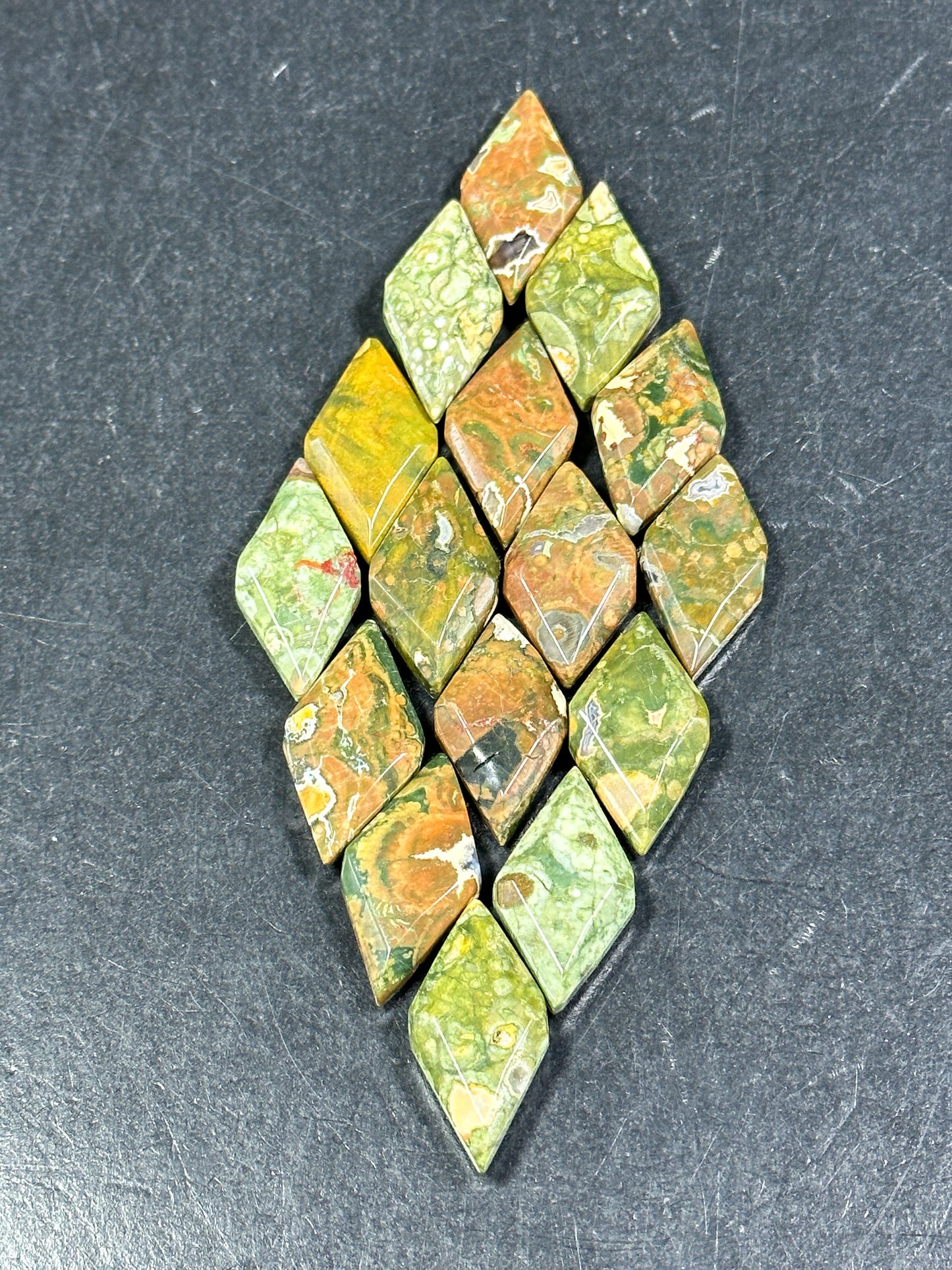 NATURAL Rainforest Rhyolite Gemstone Bead Faceted 28x14mm Diamond Shape Bead, Beautiful Green Brown Color Rhyolite Gemstone Bead LOOSE Bead