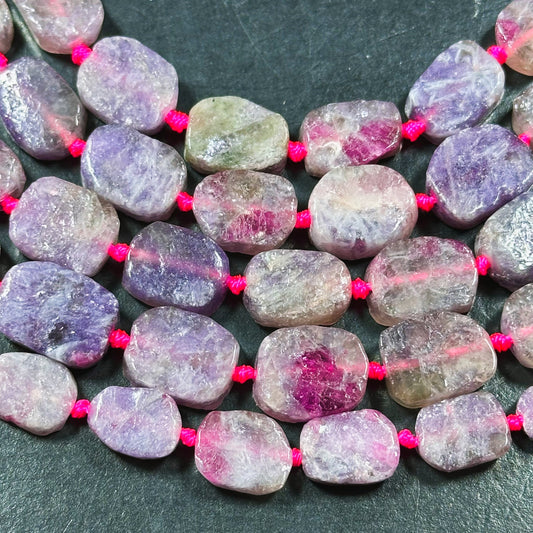 Natural Purple Tourmaline Gemstone Bead 15x10mm Tablet Shape, Beautiful Purple Pink Color Tourmaline Stone Bead, Great Quality 15.5" Strand