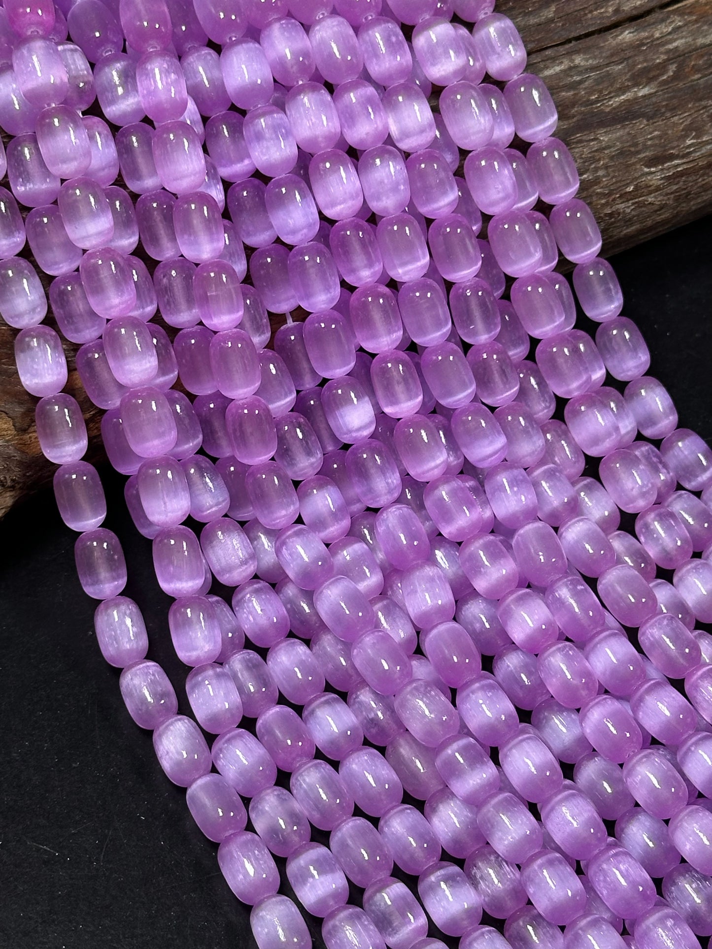 Natural Purple Selenite Gemstone Bead 12x8mm Tube Shape, Beautiful Lavender Purple Color Selenite Beads, Great Quality Full Strand 15.5"