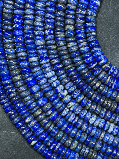 Natural Lapis Lazuli Gemstone Bead 8x3mm Rondelle Shape, Beautiful Natural Blue Color Lapis Lazuli Stone Bead Excellent Quality 15.5" Strand